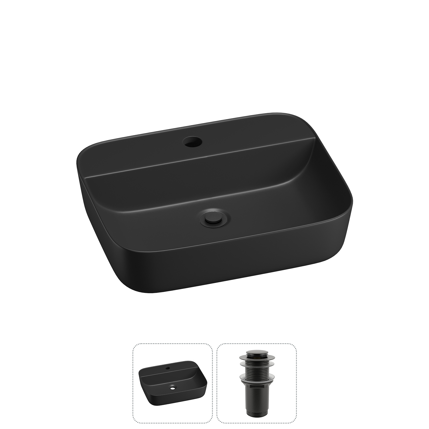 Изображение товара Раковина Wellsee preen 20214332R 50см черная матовая прямоугольная