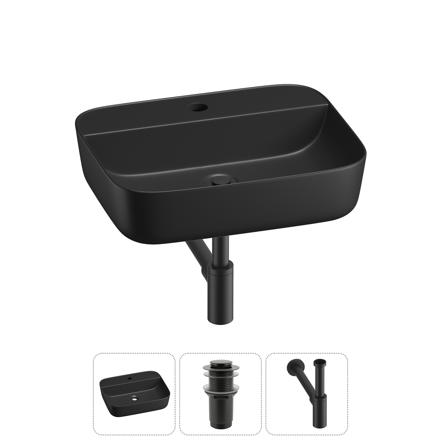 Изображение товара Раковина Wellsee preen 20214335R 50см цвет черный керамика 3 в 1