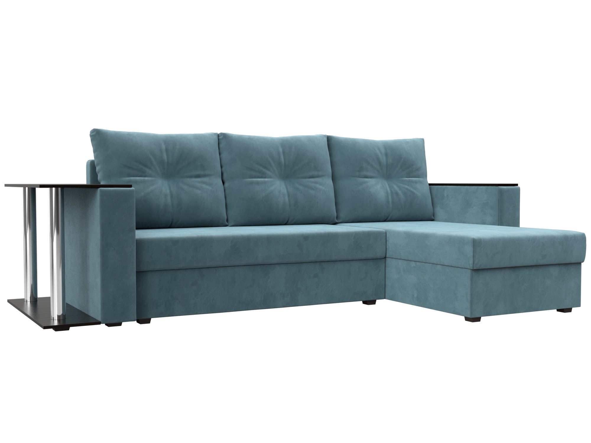 Изображение товара Диван раскладной Лига диванов 112493_спб вельюровый бирюзовый 241x85x140 см