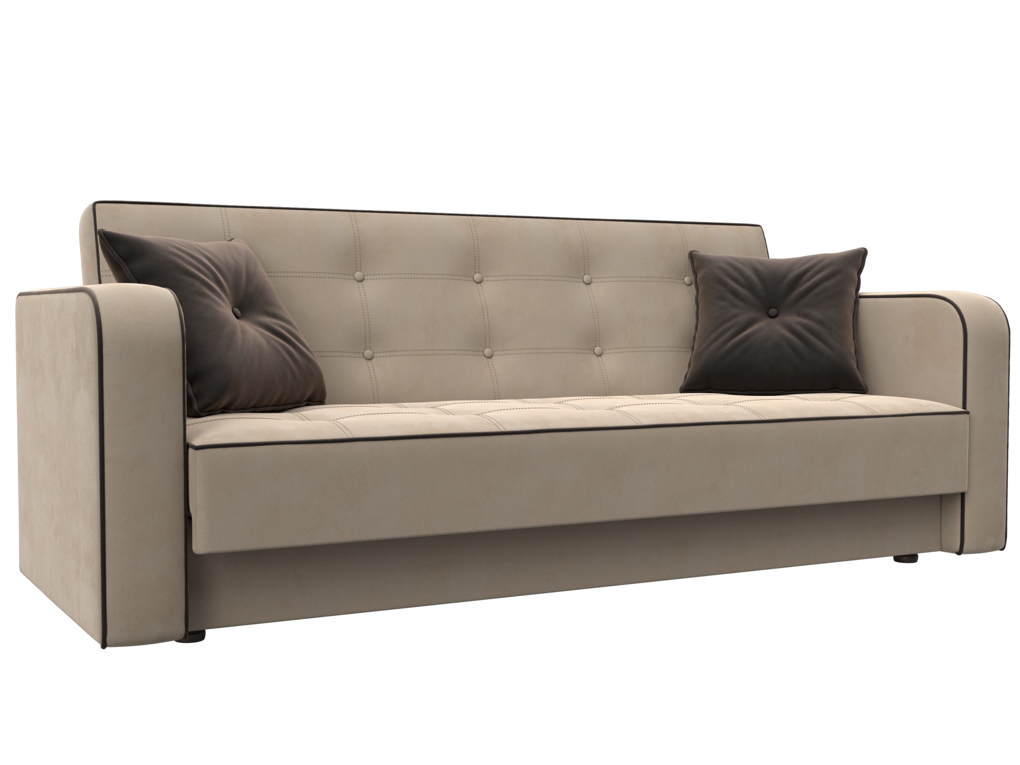 Изображение товара Диван раскладной Лига диванов 211x82x86 см велюр бежевый коричневый классический стиль