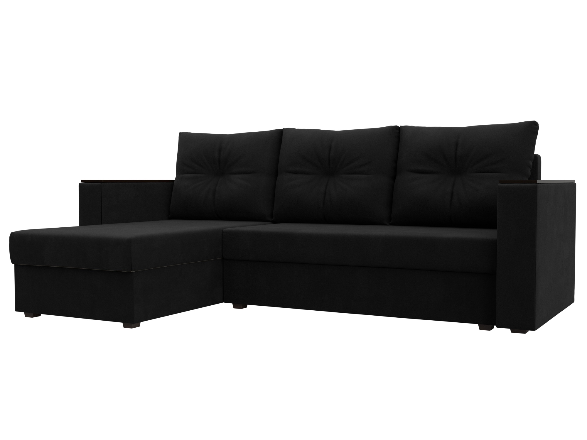 Изображение товара Диван раскладной Лига диванов 117049L_спб угловой вельвет черный