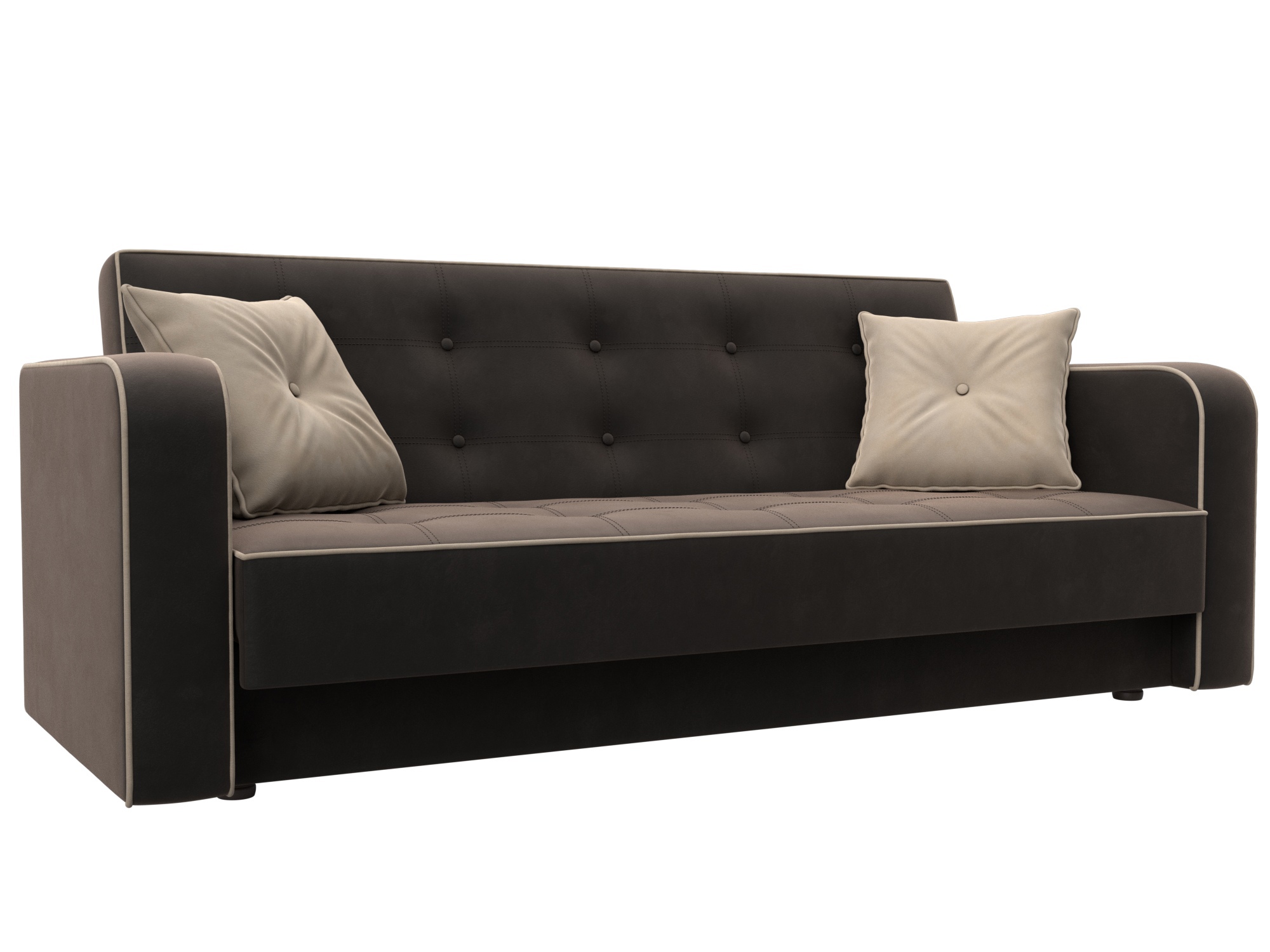 Изображение товара Диван раскладной Лига диванов 211x82x86 см велюр коричневый бежевый классика