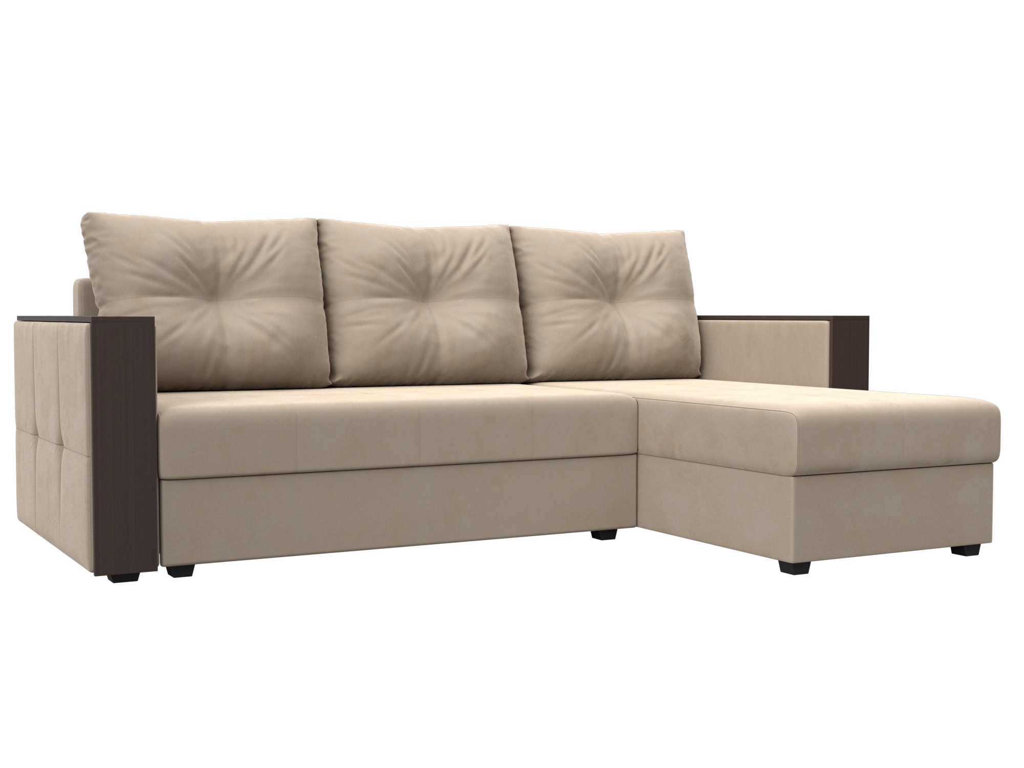 Изображение товара Диван раскладной Лига диванов Валенсия Лайт 226x85x140 см велюр бежевый