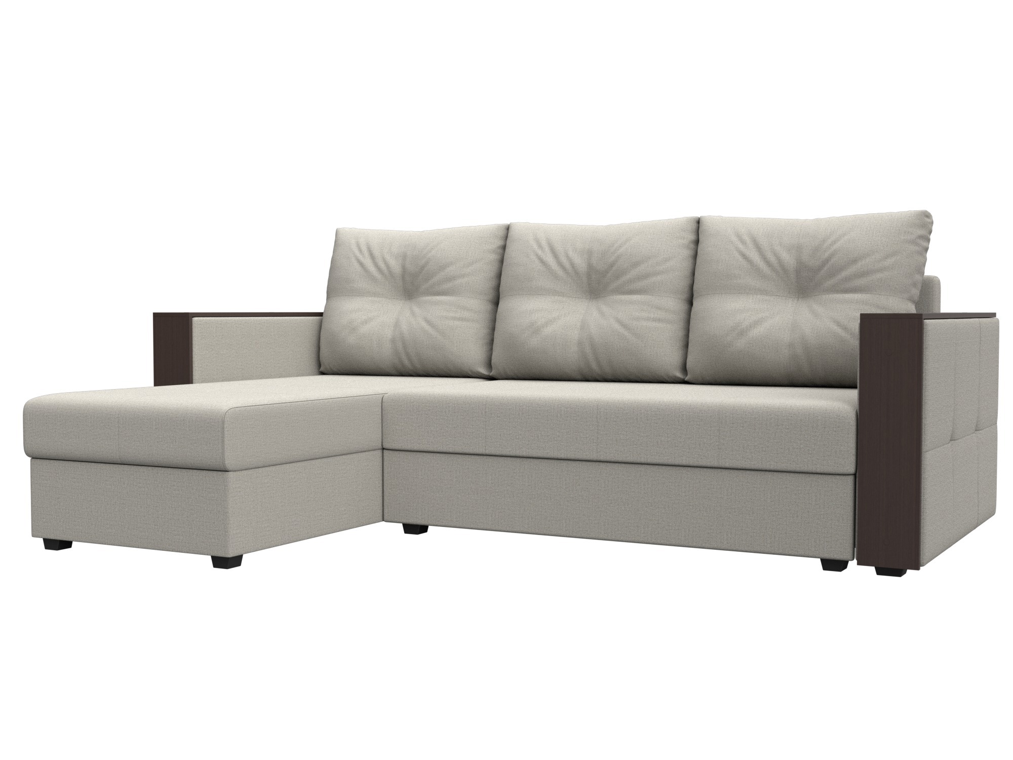 Изображение товара Диван раскладной Валенсия Лайт угловой бежевый рогожка 226x140 см