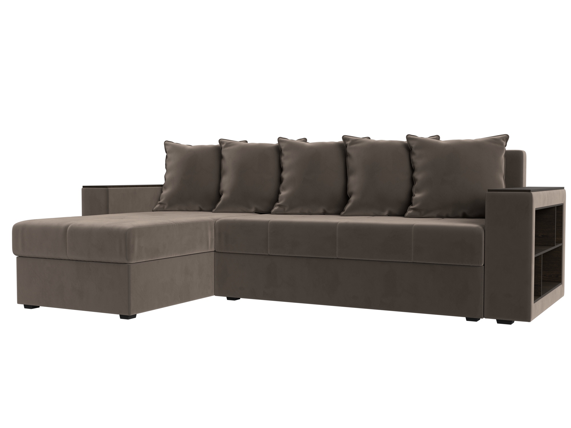 Изображение товара Диван раскладной Лига Диванов Дубай Лайт 236x140x85 см велюр коричневый