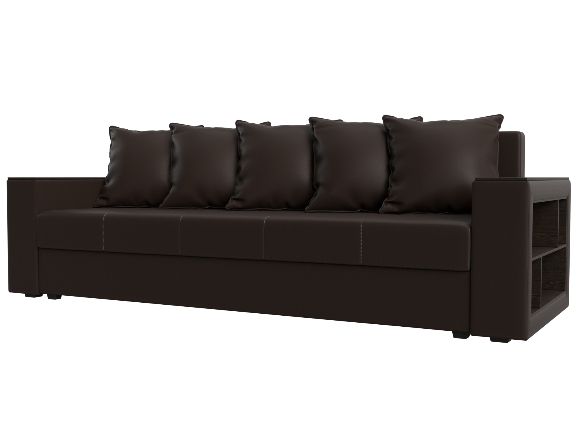 Изображение товара Диван раскладной Лига Диванов серия Дубай Лайт 230x80x90 см эко-кожа коричневый