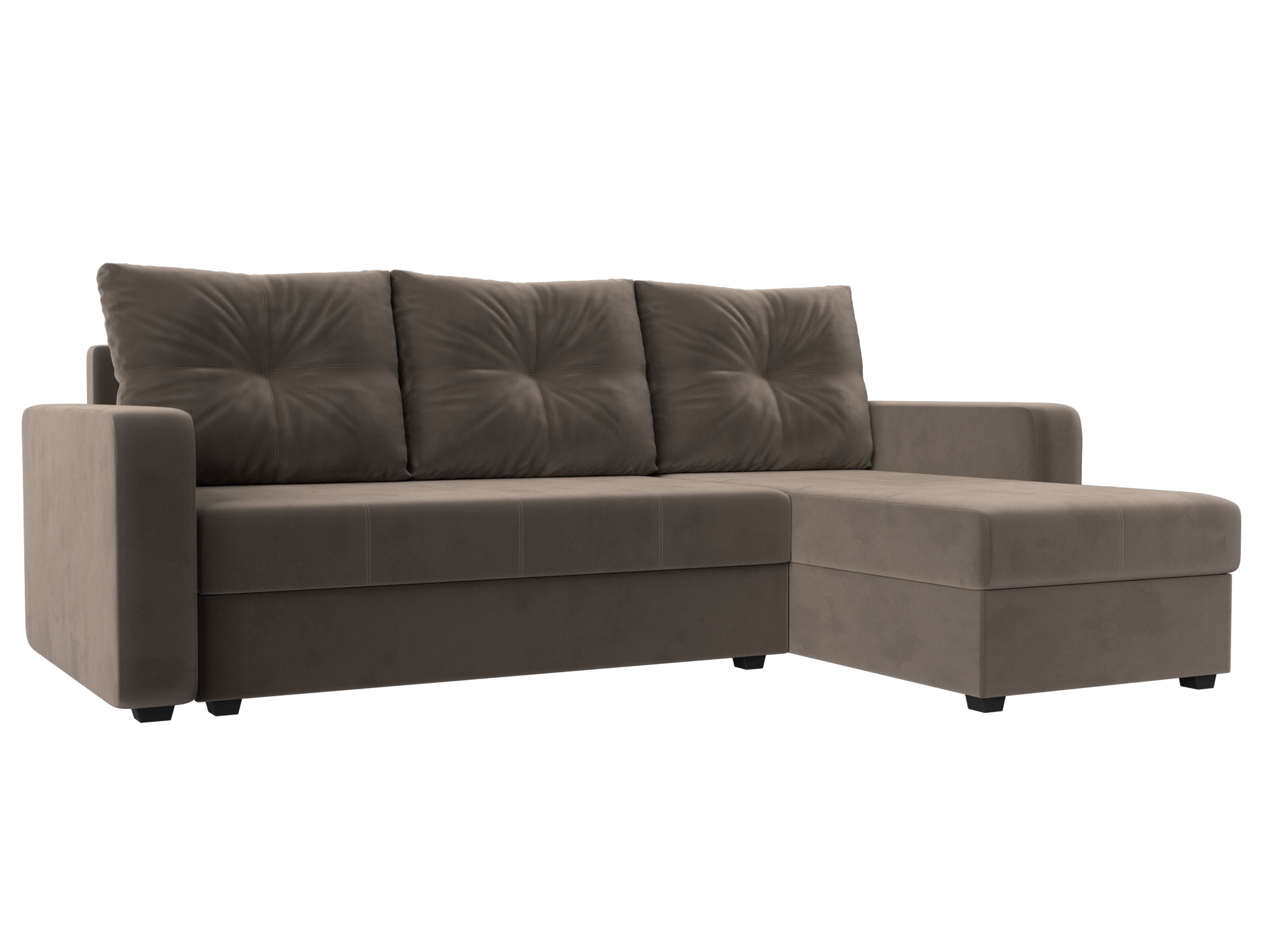 Изображение товара Диван раскладной Лига диванов 117722_спб 226x85x140 см велюр цвет коричневый