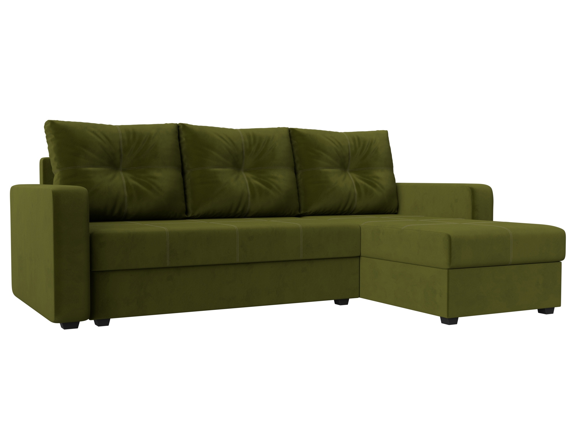 Изображение товара Диван раскладной Лига диванов Ливерпуль Лайт 226x85x140 см зеленый вельвет