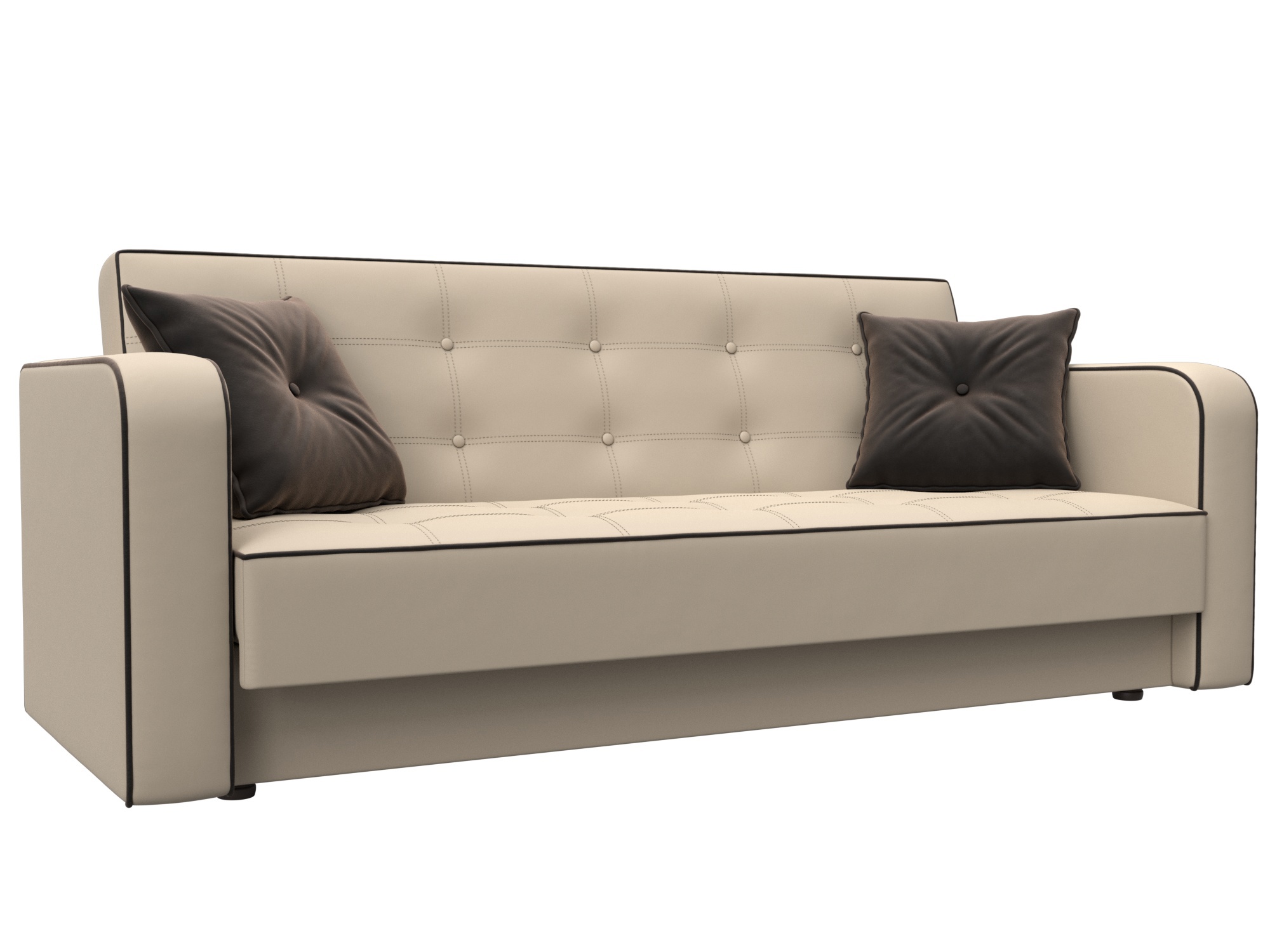 Изображение товара Диван раскладной Лига диванов 211x82x86 см эко-кожа цвет бежевый\коричневый\коричневый