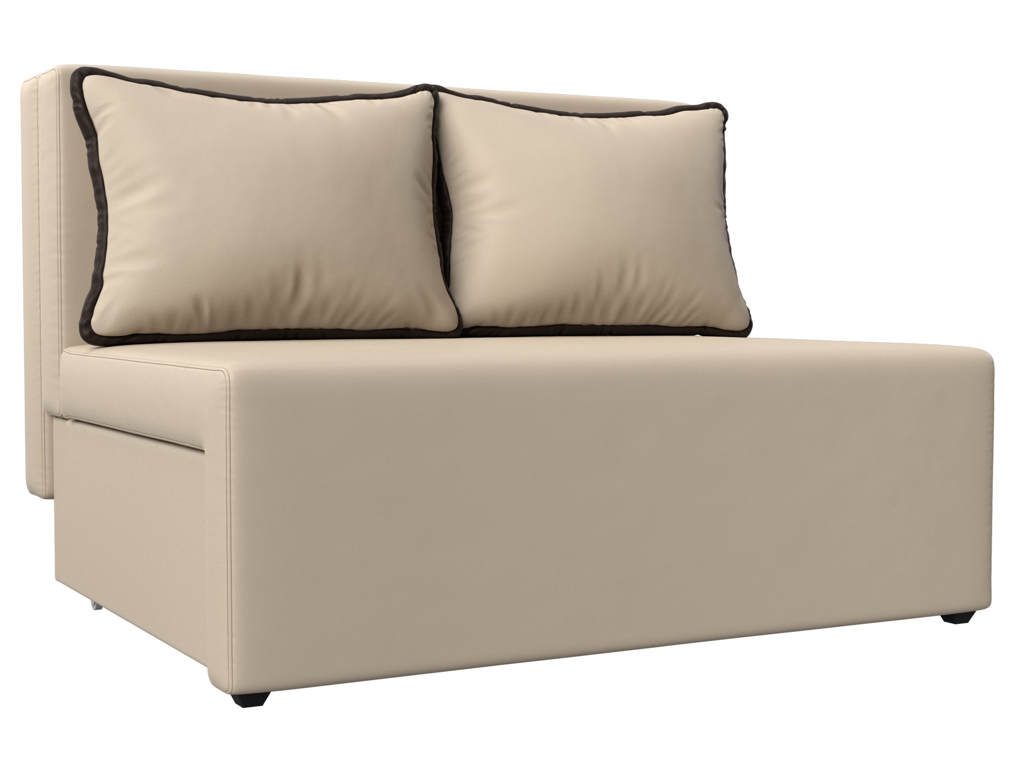 Изображение товара Диван раскладной Лагуна из эко-кожи бежевый/коричневый 110x80x94 см