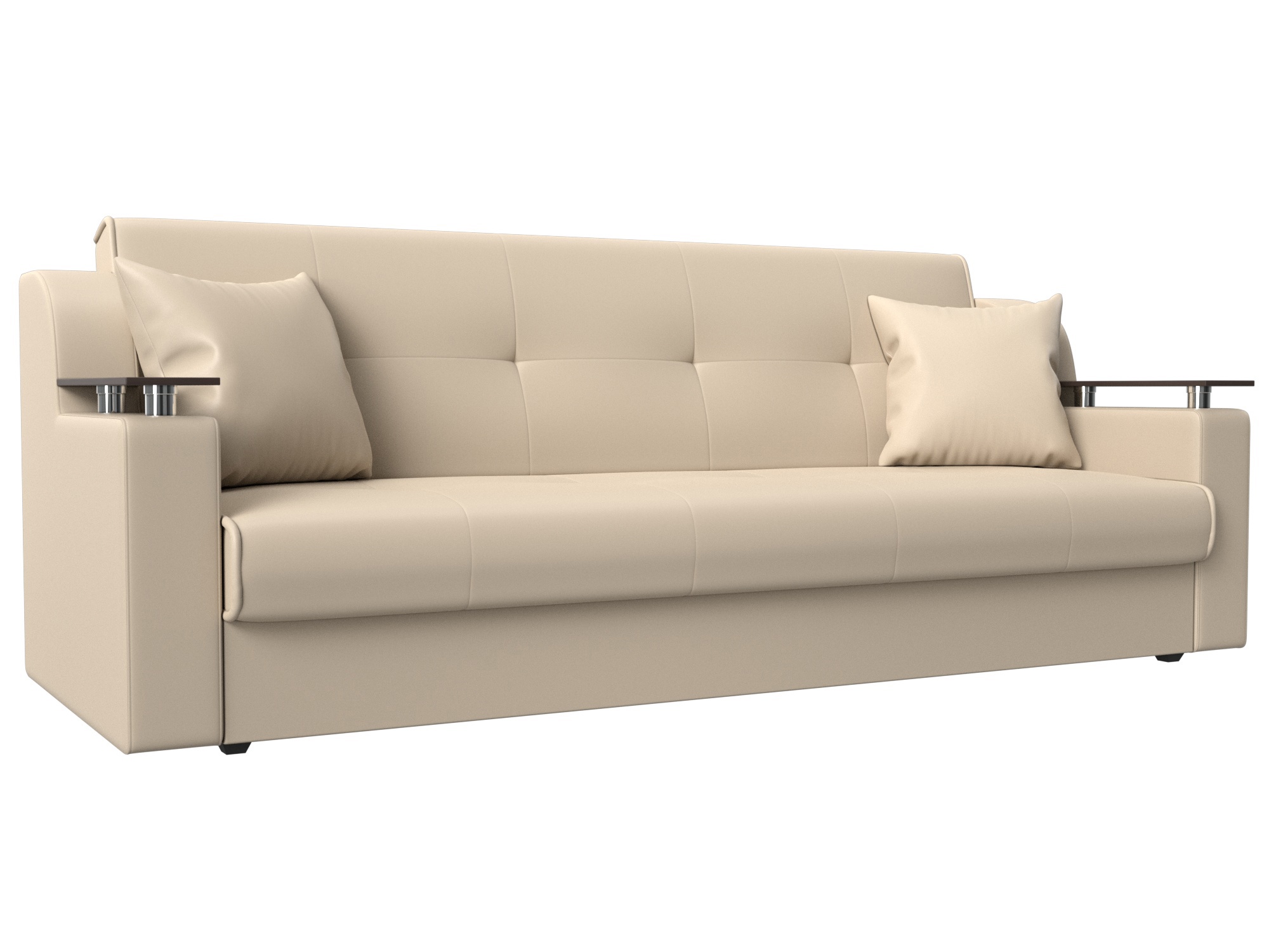 Изображение товара Диван раскладной Лига диванов 208x87x80 см эко-кожа бежевый классический механизм книжка