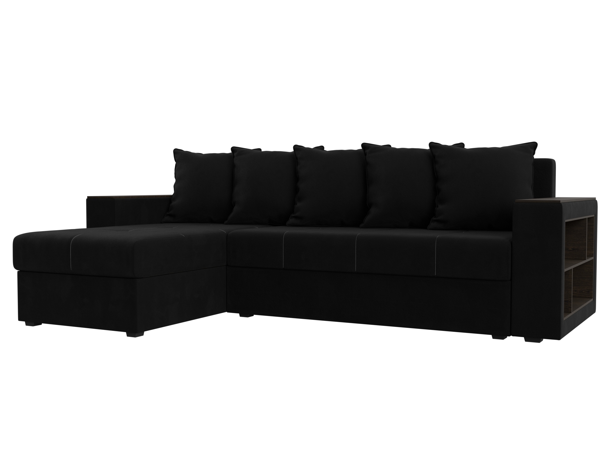 Изображение товара Диван раскладной Лига диванов 114170L_спб 236x85x140 см вельвет цвет черный