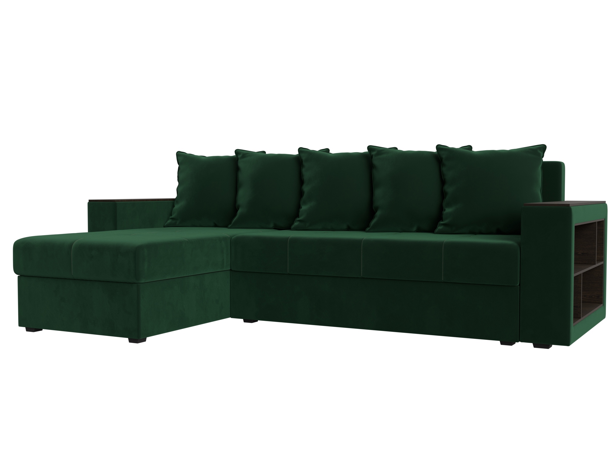 Изображение товара Диван раскладной Лига диванов Дубай Лайт угловой зеленый велюр