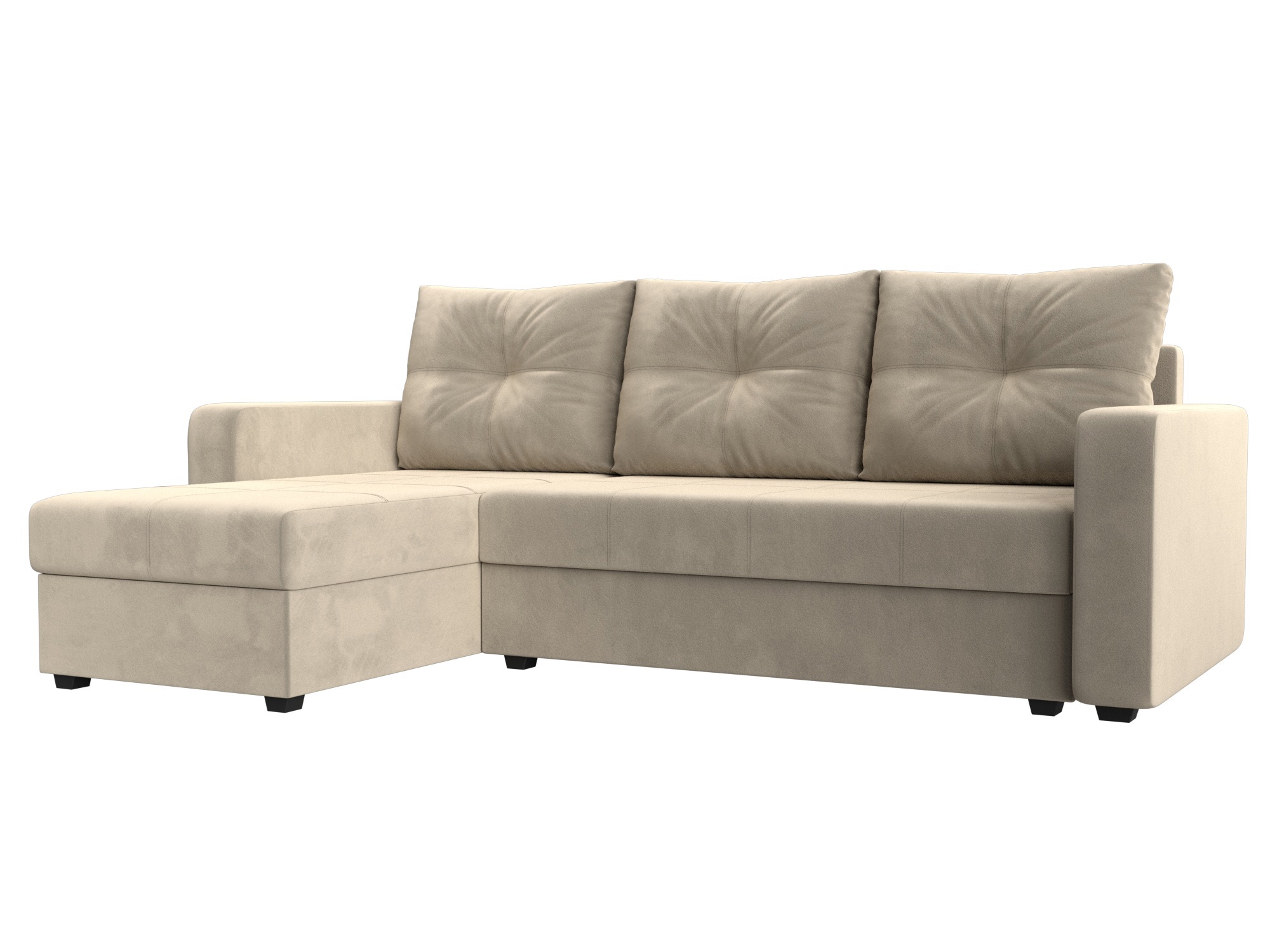 Изображение товара Угловой раскладной диван Ливерпуль Лайт с ящиками вельвет бежевый для гостиной