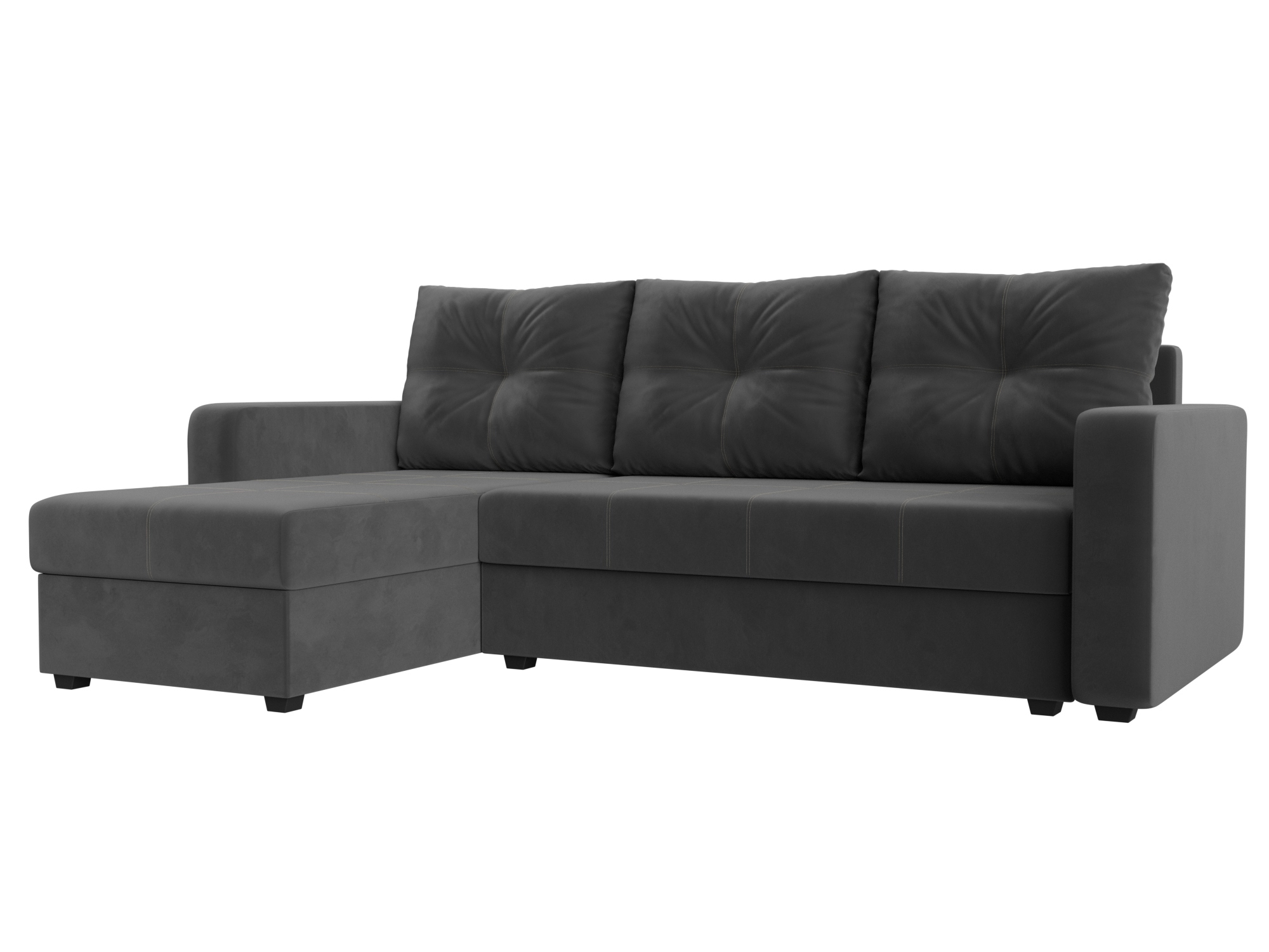 Изображение товара Диван раскладной Лига диванов 117723L_спб 226x85x140 см велюр цвет серый