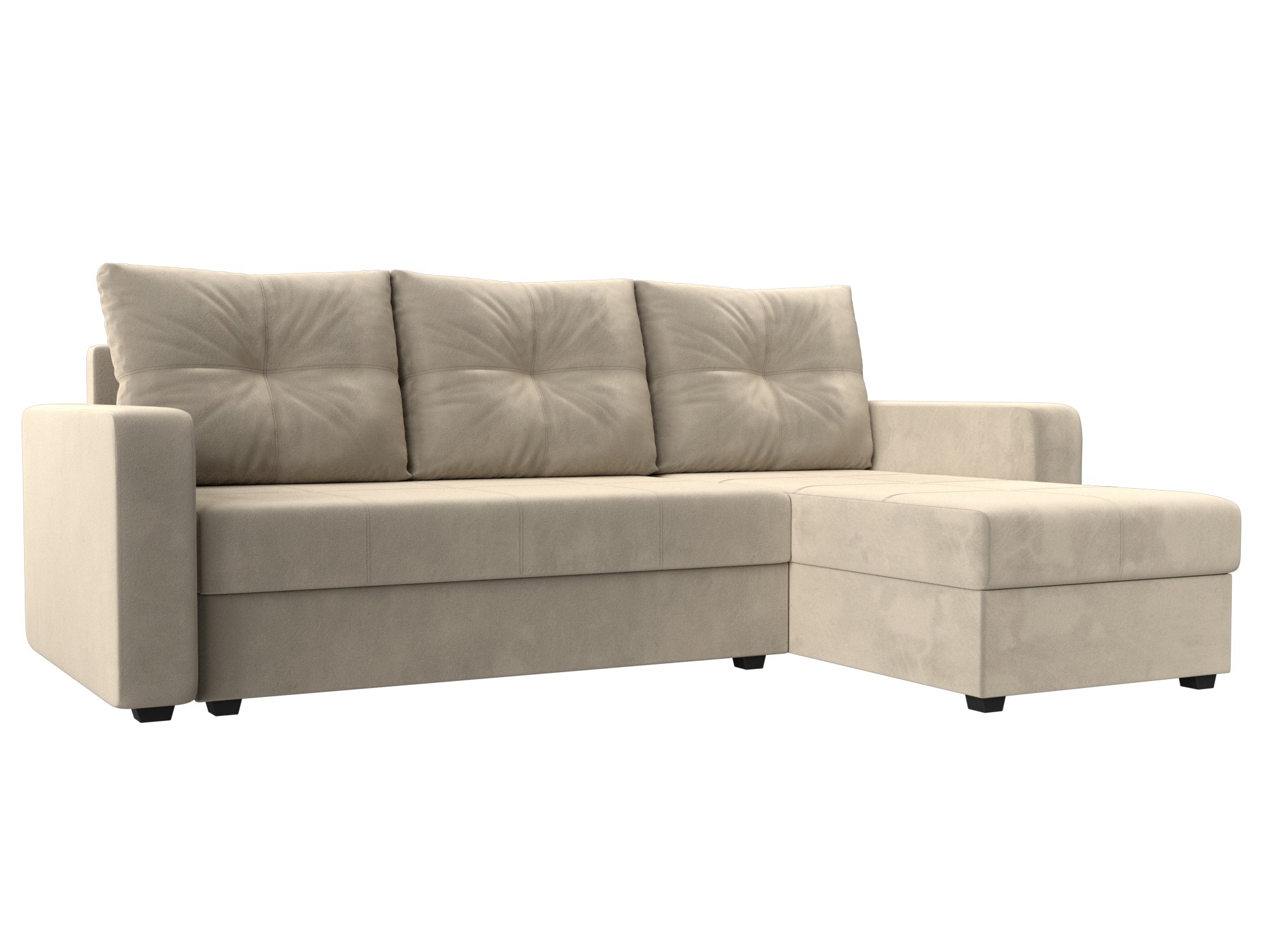 Изображение товара Диван раскладной Лига диванов Ливерпуль Лайт 226х140 см Вельвет бежевый