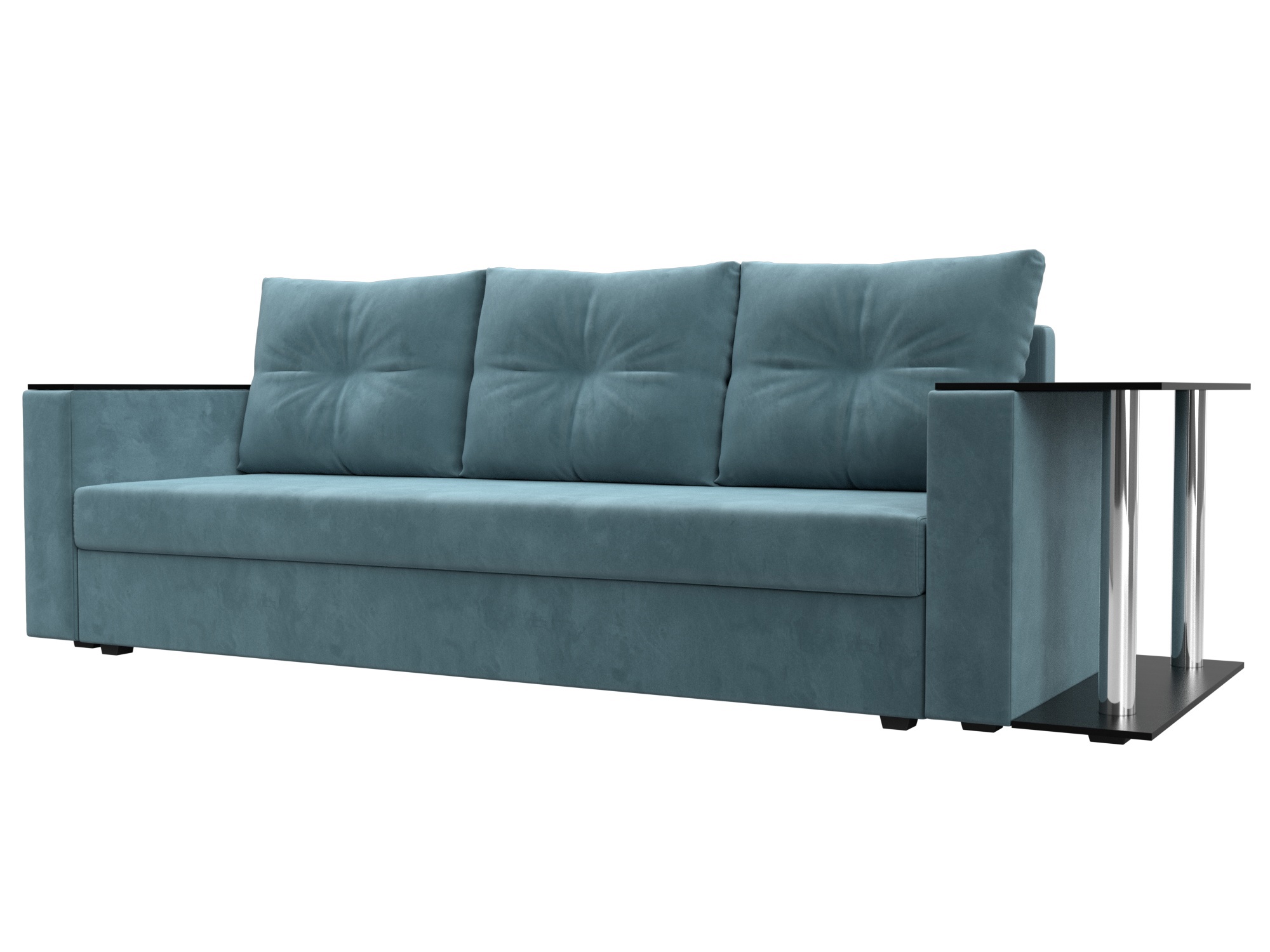 Изображение товара Диван раскладной Лига диванов 112471R велюровый бирюзовый 230x90x80 см для гостиной