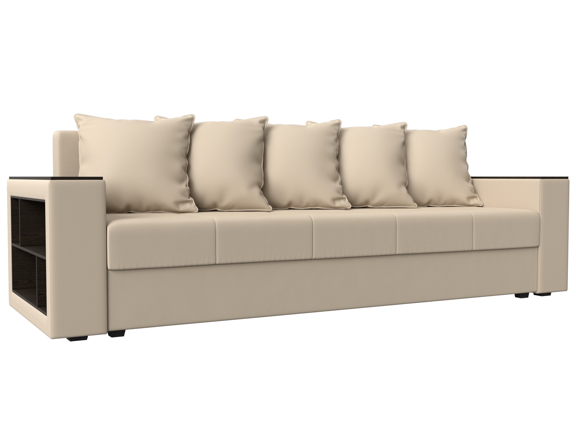 Изображение товара Диван раскладной Лига диванов 114333L_спб эко-кожа бежевый прямой с ящиком