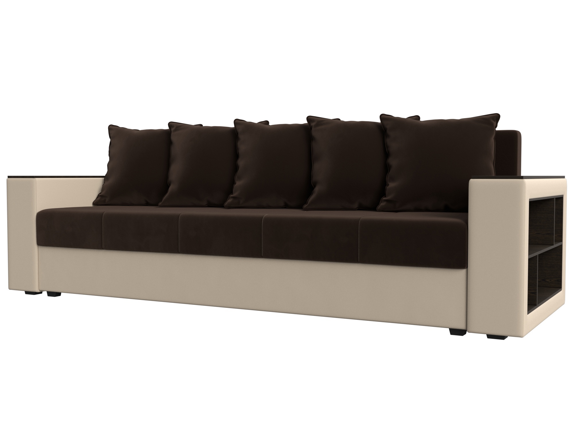 Изображение товара Диван раскладной Лига диванов 114328_спб 230x90x80 см вельвет коричневый бежевый