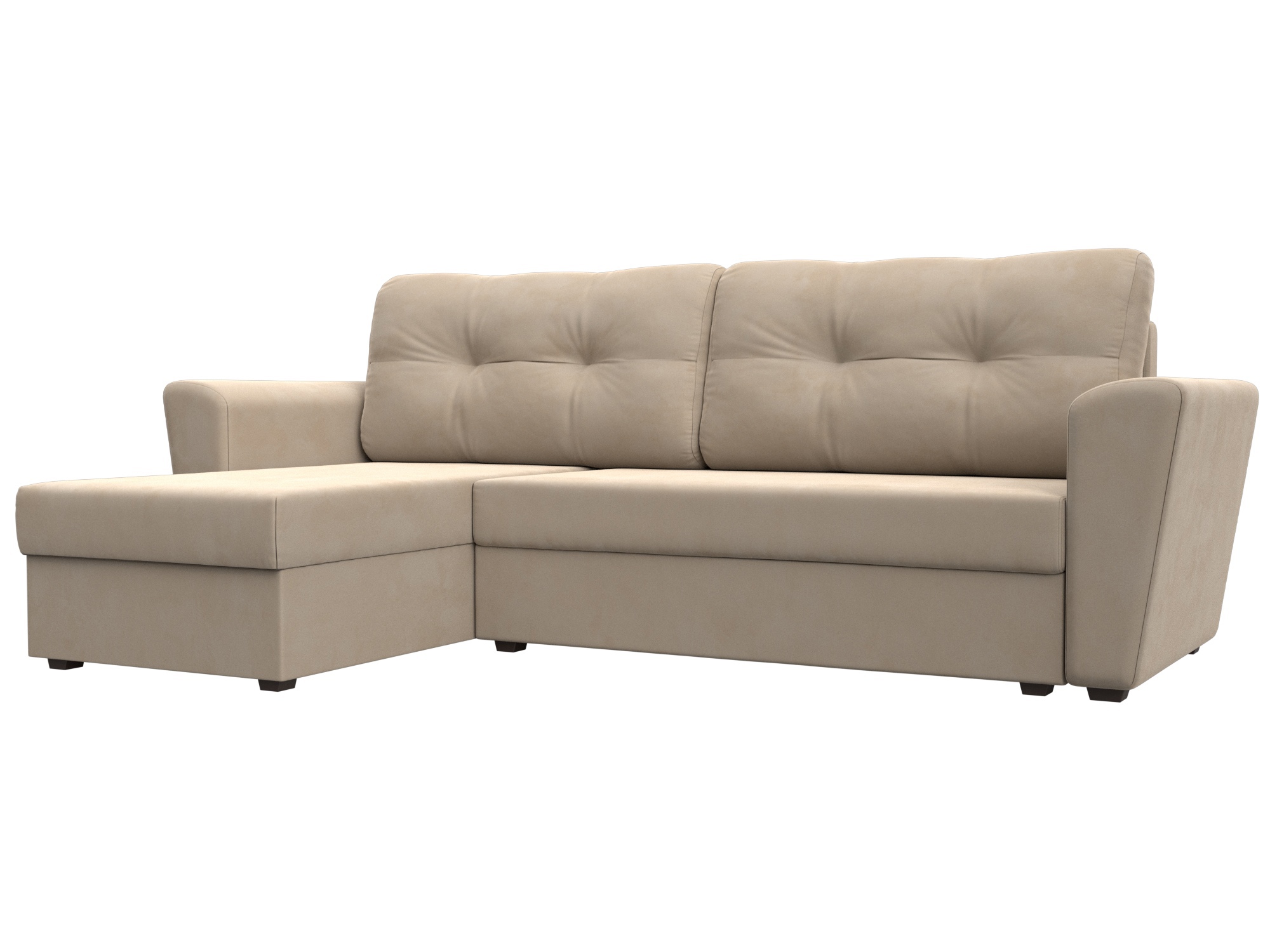 Изображение товара Диван раскладной Лига диванов 112448L_спб велюр бежевый угловой со ящиком