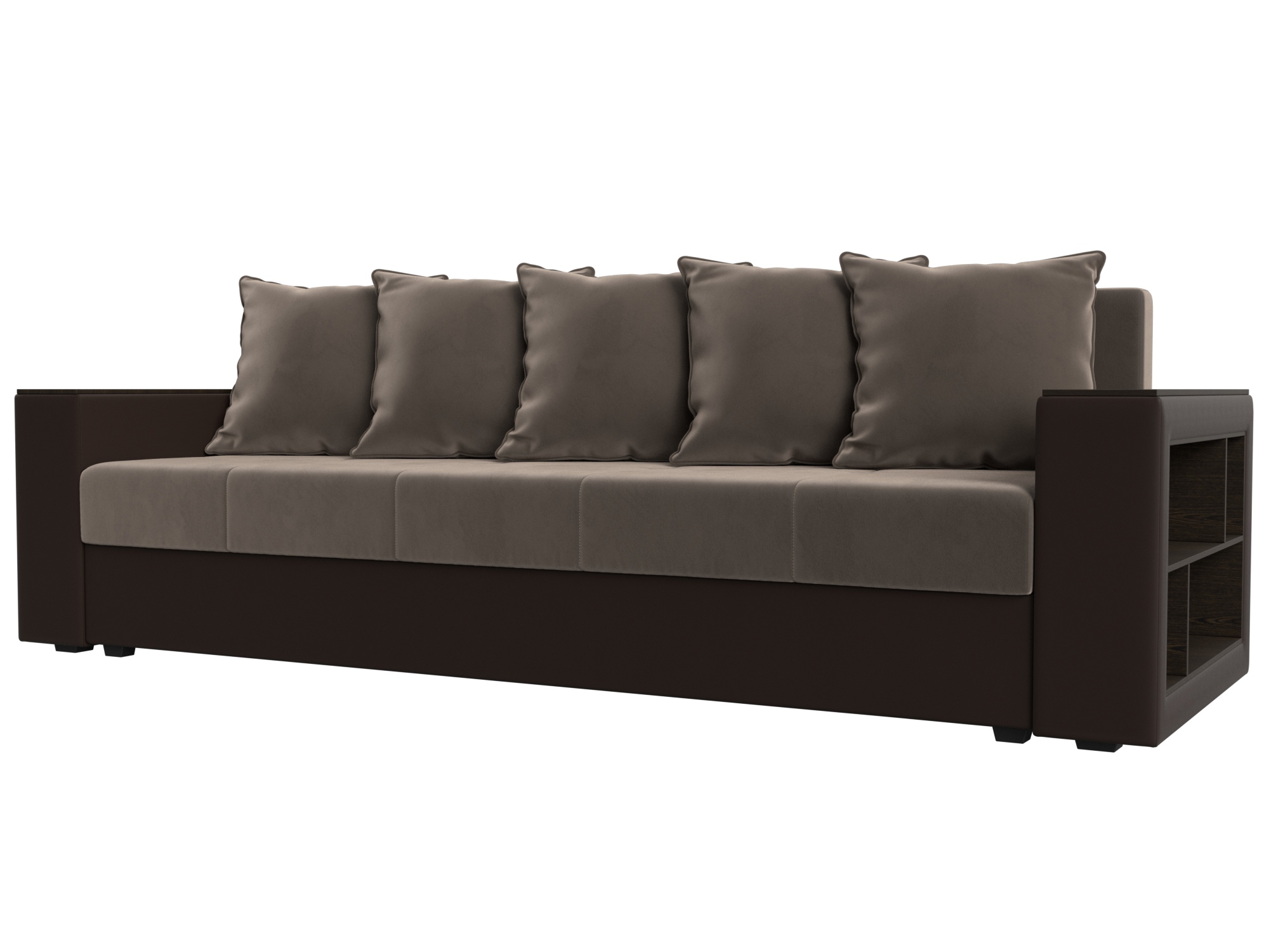 Изображение товара Диван раскладной Лига Диванов Дубай Лайт 230x90x80 см велюр коричневый