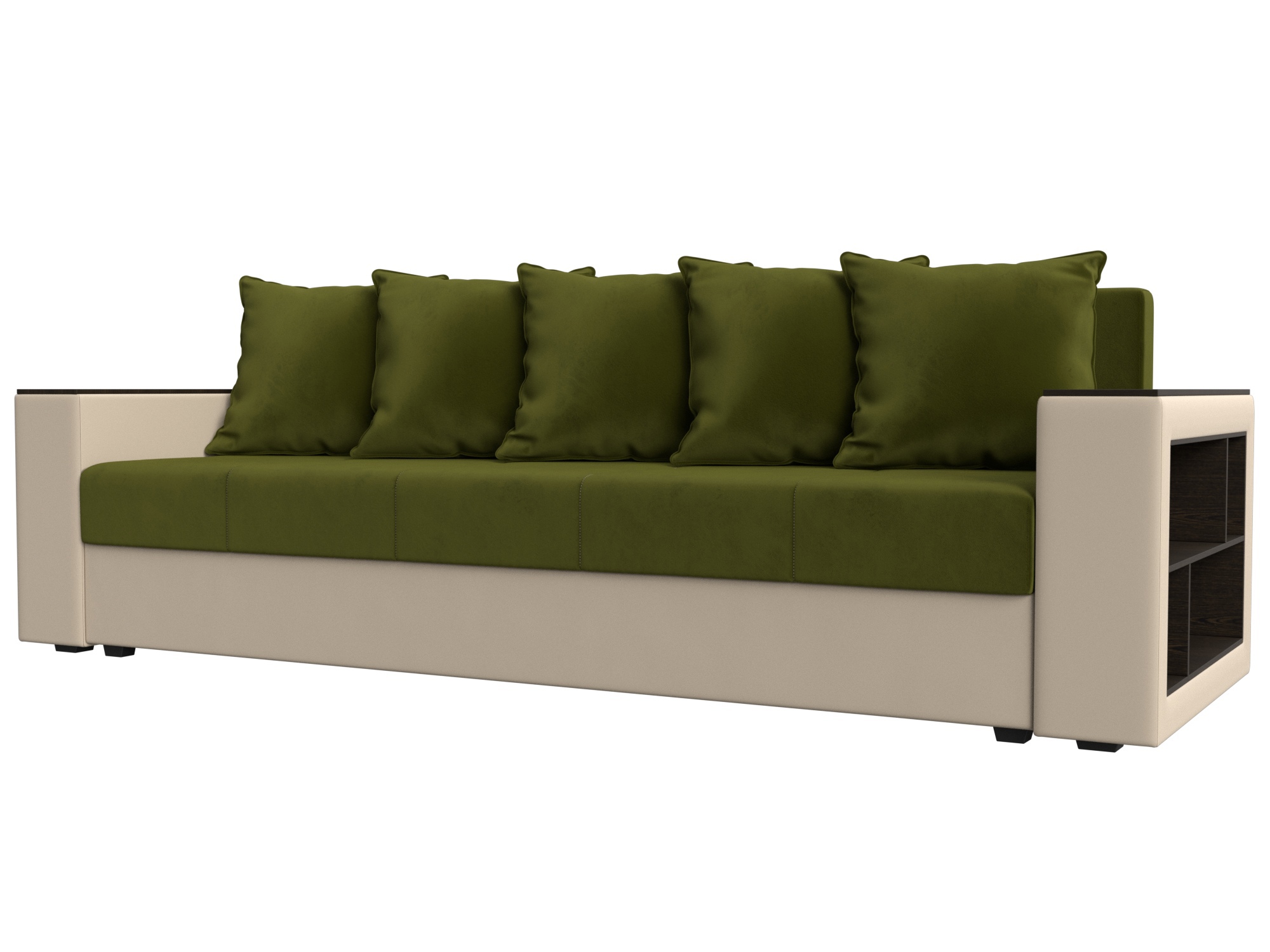 Изображение товара Диван раскладной Лига Диванов Дубай Лайт 230x90 см вельвет зеленый бежевый