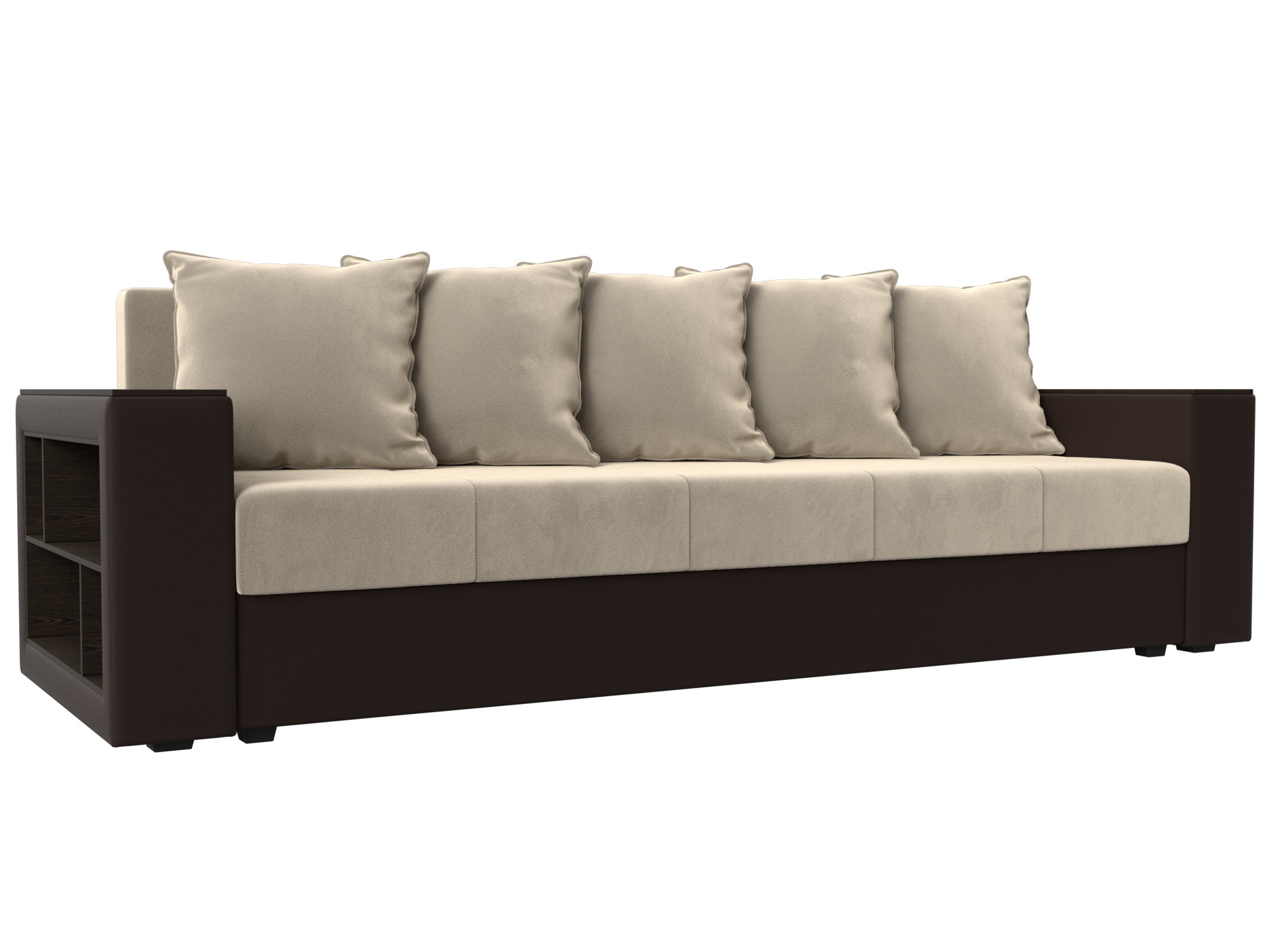 Изображение товара Диван раскладной Лига диванов 114426L_спб вельвет бежевый коричневый 230x90x80 см