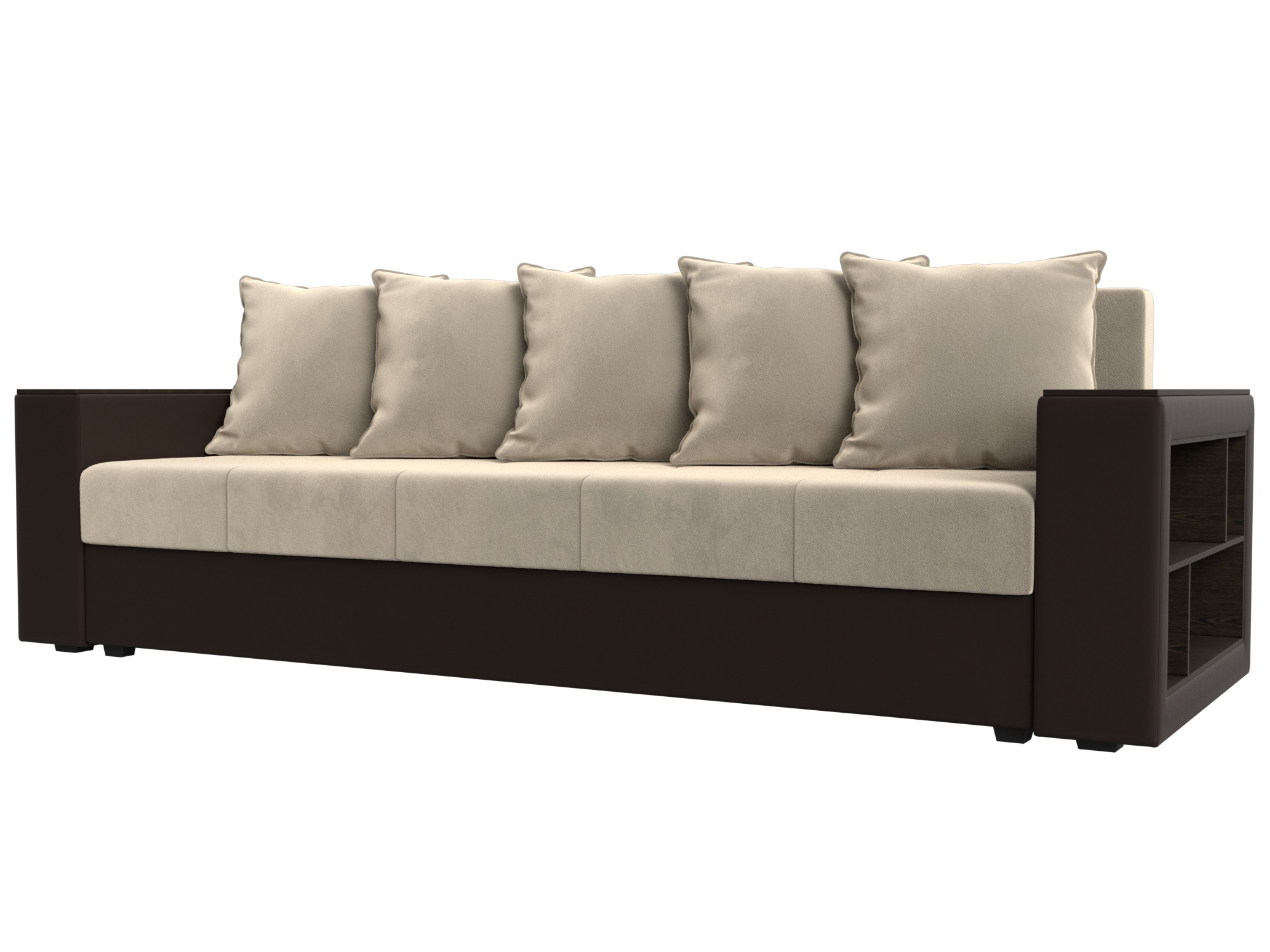 Изображение товара Диван раскладной Лига диванов 114429_спб вельвет бежевый коричневый