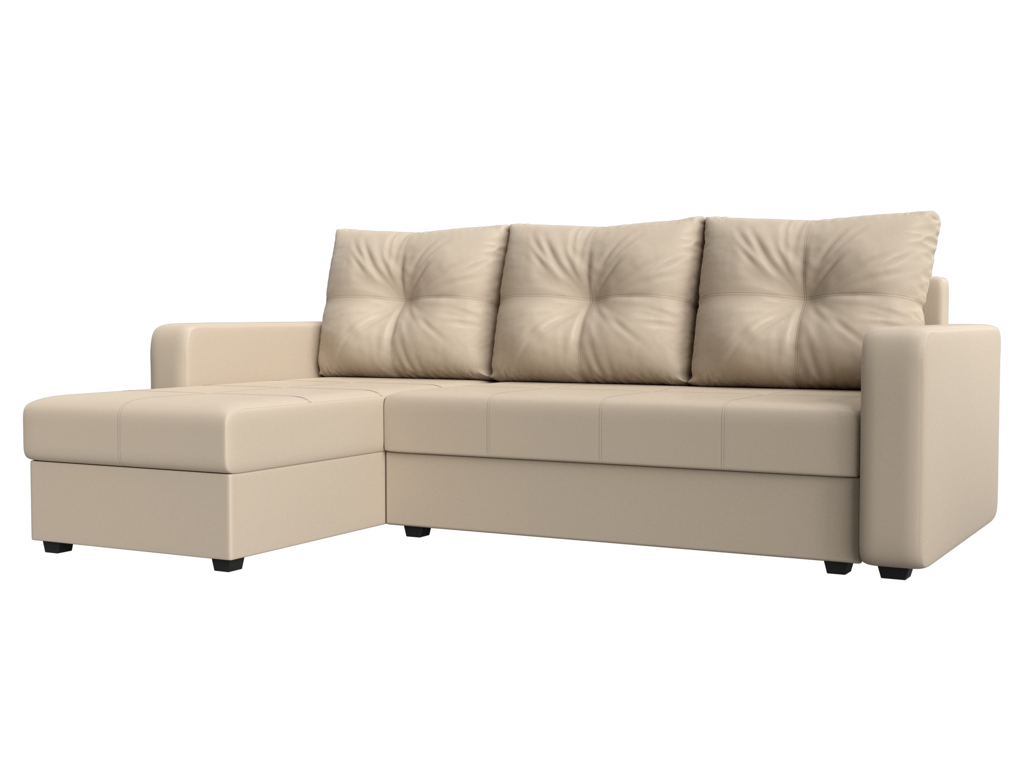 Изображение товара Диван раскладной Лига диванов 117740L_спб 226x85x140 см эко-кожа цвет бежевый