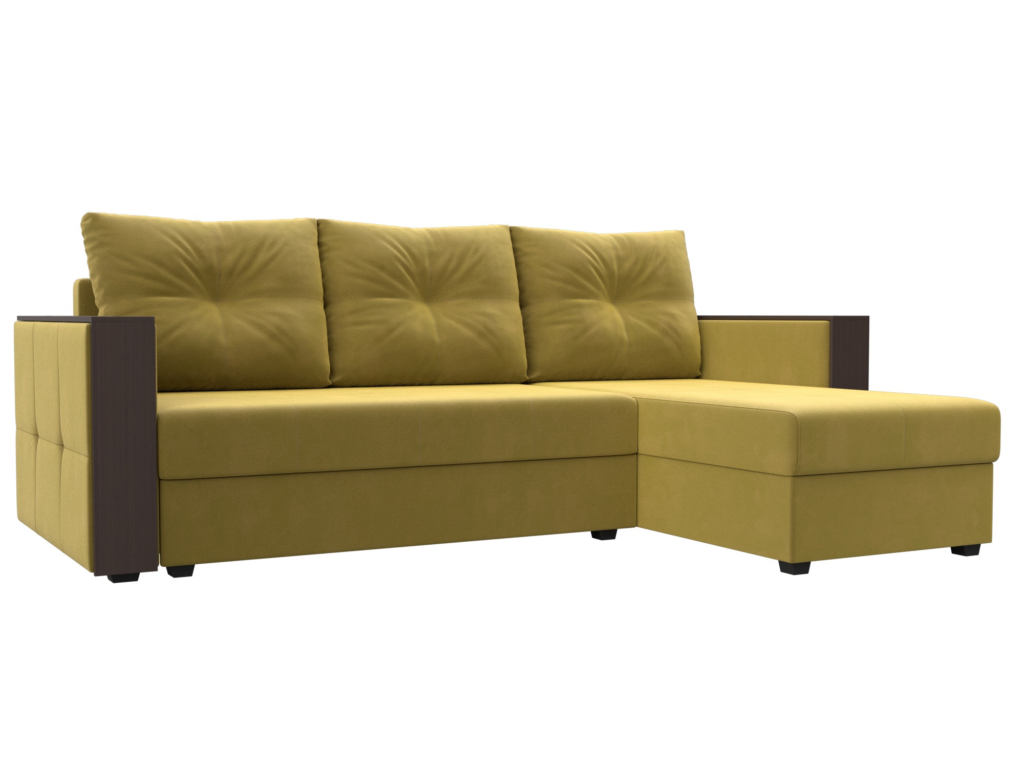 Изображение товара Диван раскладной Лига диванов 117754_спб 226x85x140 см вельвет цвет желтый