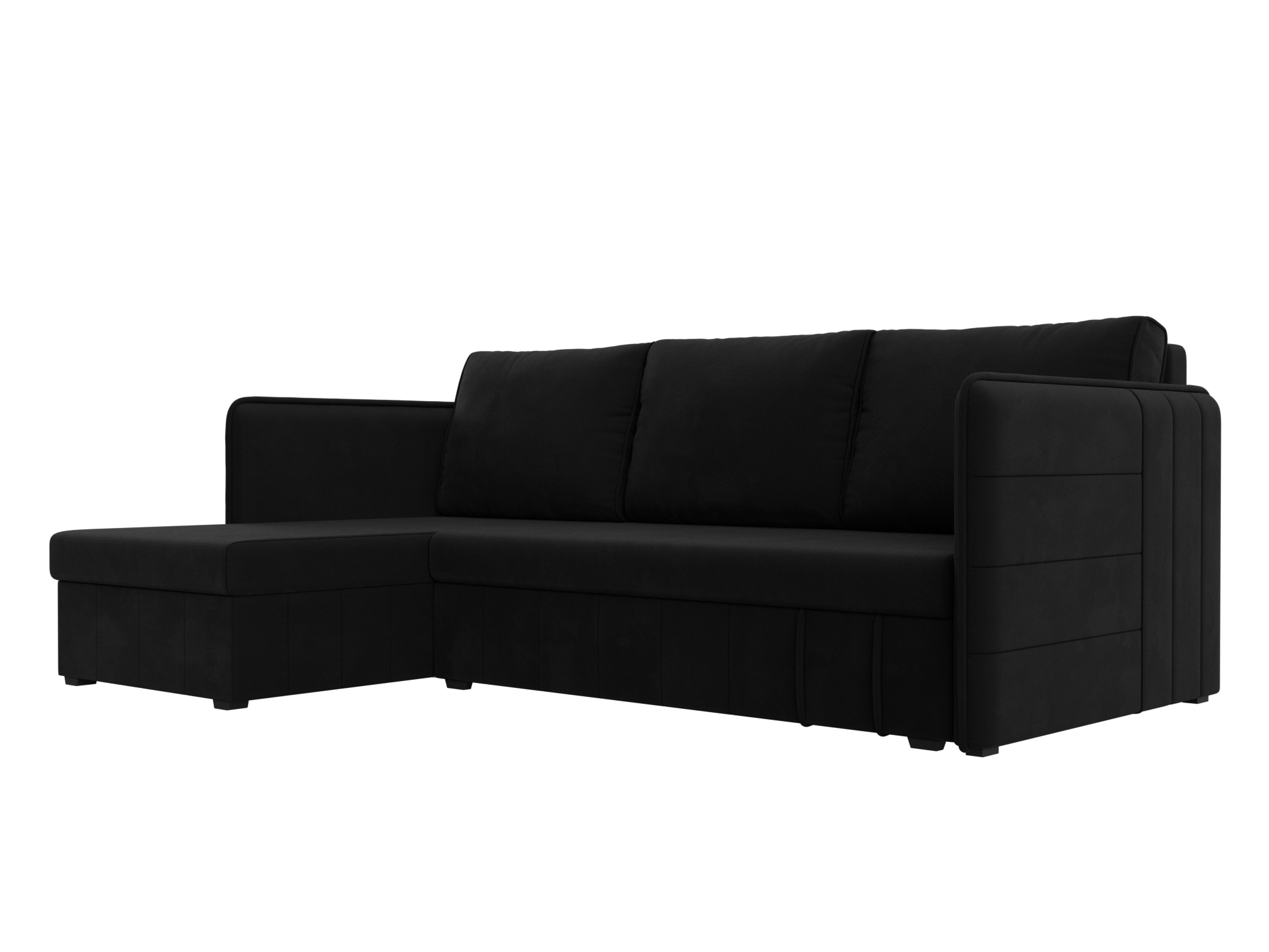 Изображение товара Диван раскладной Лига диванов 119977L_спб 208x85x140 см вельвет цвет черный