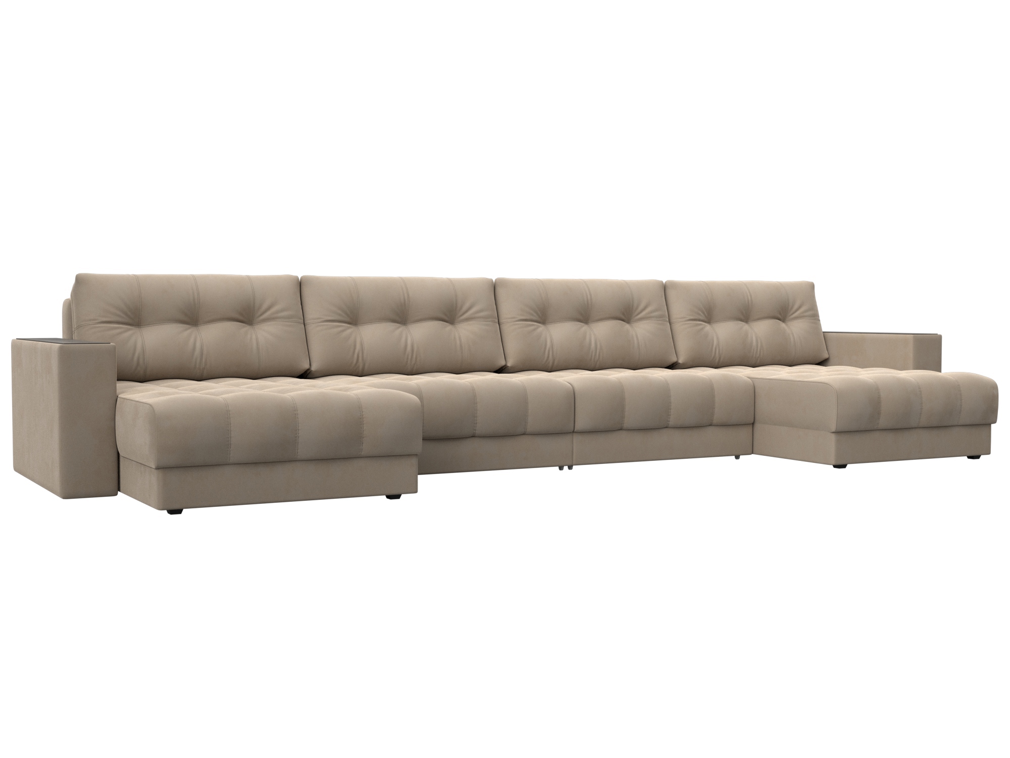 Изображение товара Диван раскладной Лига диванов 428х90х158 см велюр бежевый модель Лига-049 НПБ Лонг