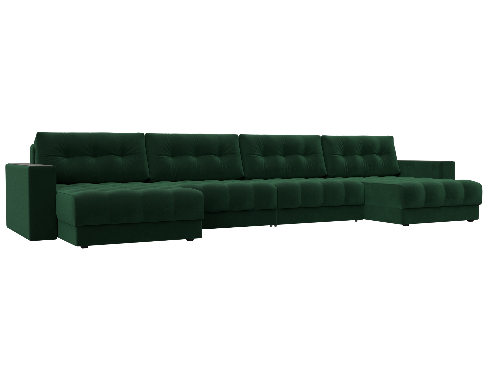 Изображение товара Диван раскладной Лига диванов 428x90x158 см велюр зеленый современный с ящиком