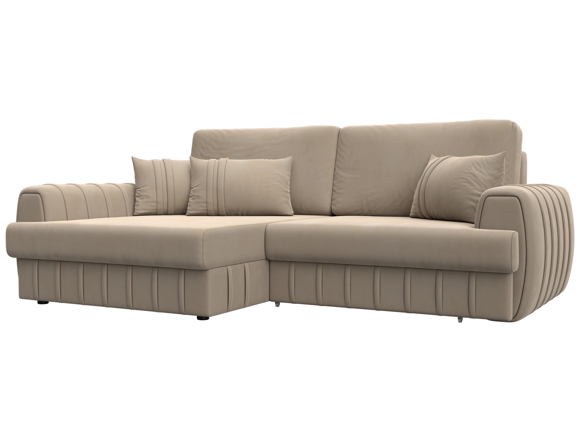 Изображение товара Угловой раскладной диван Лига-057 НПБ бежевый велюр с ящиками для хранения Изображение товара Угловой раскладной диван Лига-057 НПБ бежевый велюр с ящиками для хранения