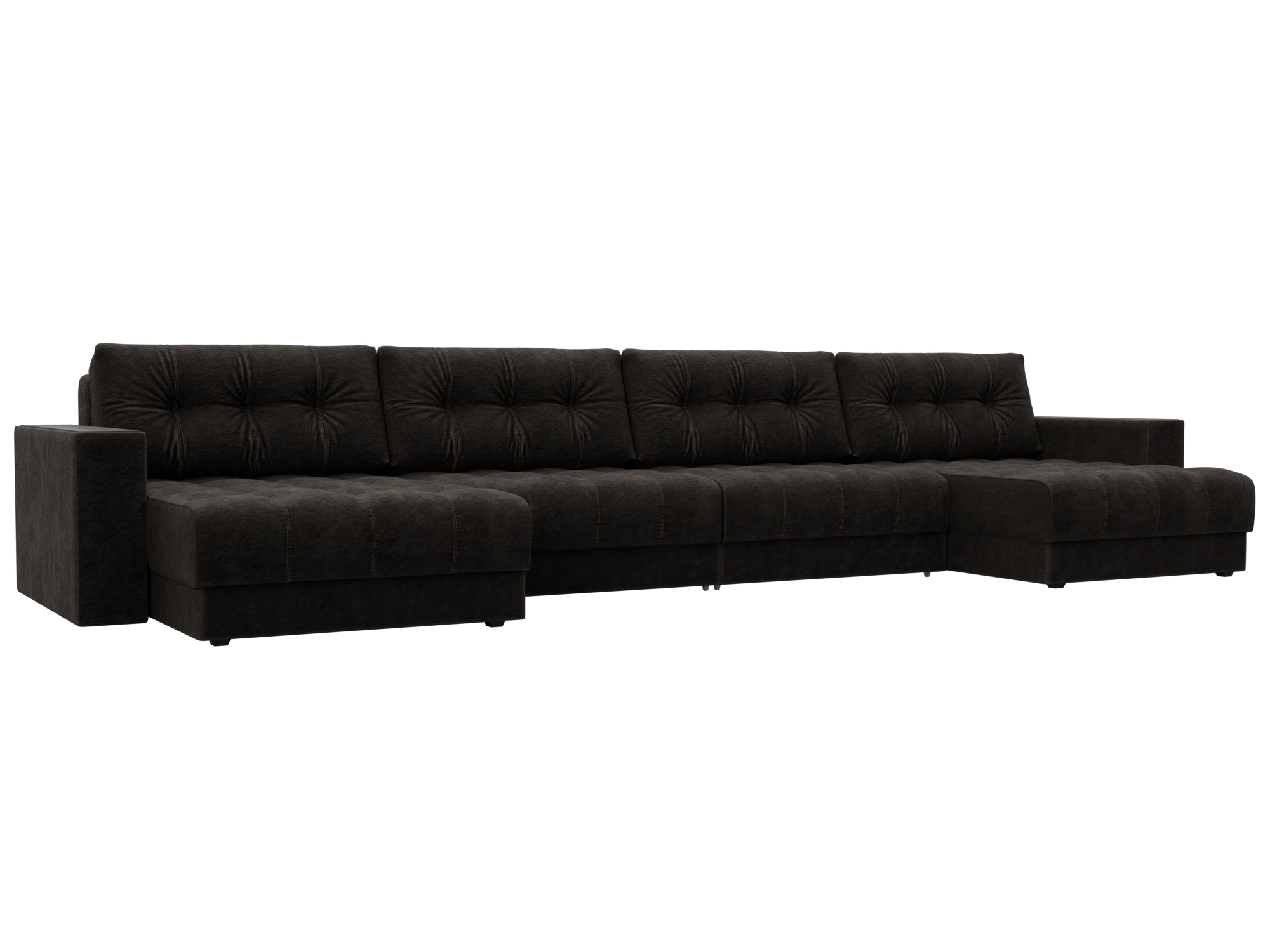 Изображение товара Диван раскладной П-образный Лига-049 НПБ Лонг велюр коричневый 428x90x158 см