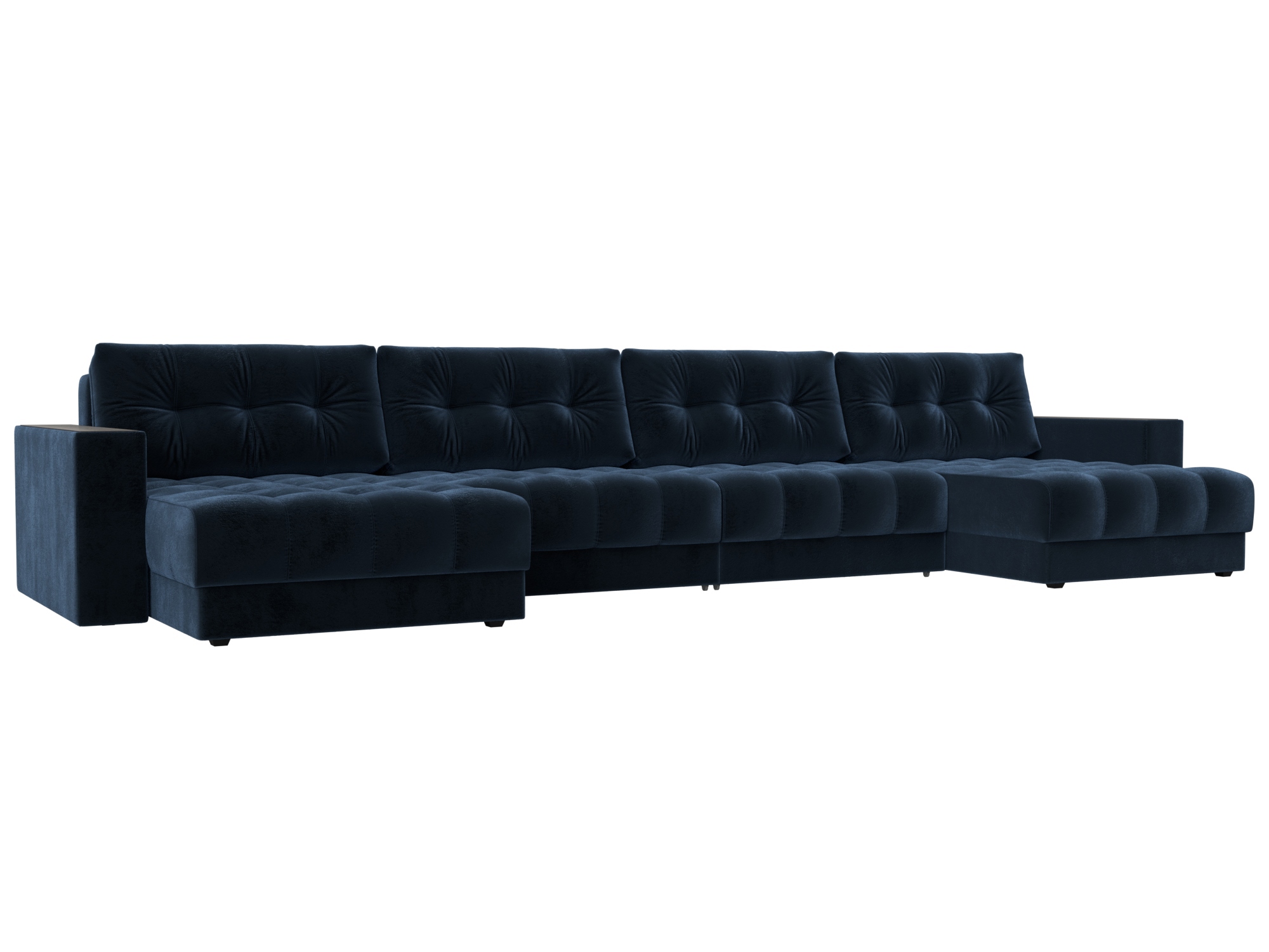 Изображение товара Диван раскладной Лига диванов 428x90x158 см велюр синий современный стиль