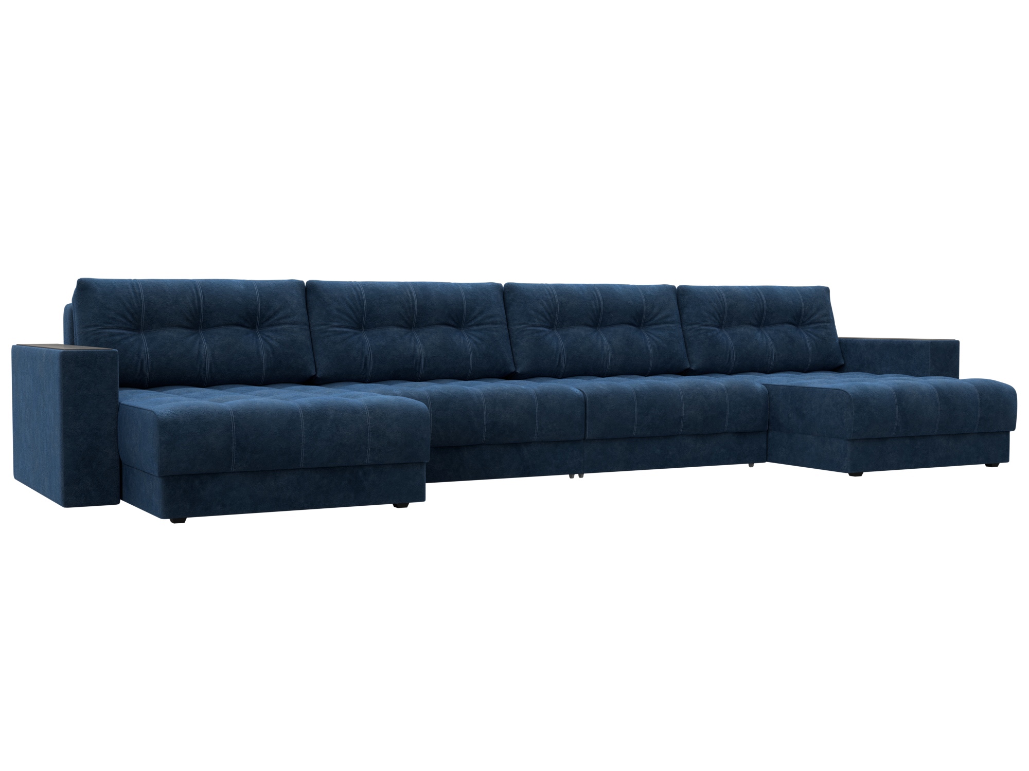 Изображение товара Диван раскладной Лига диванов 428x90x158 см велюр синий современный