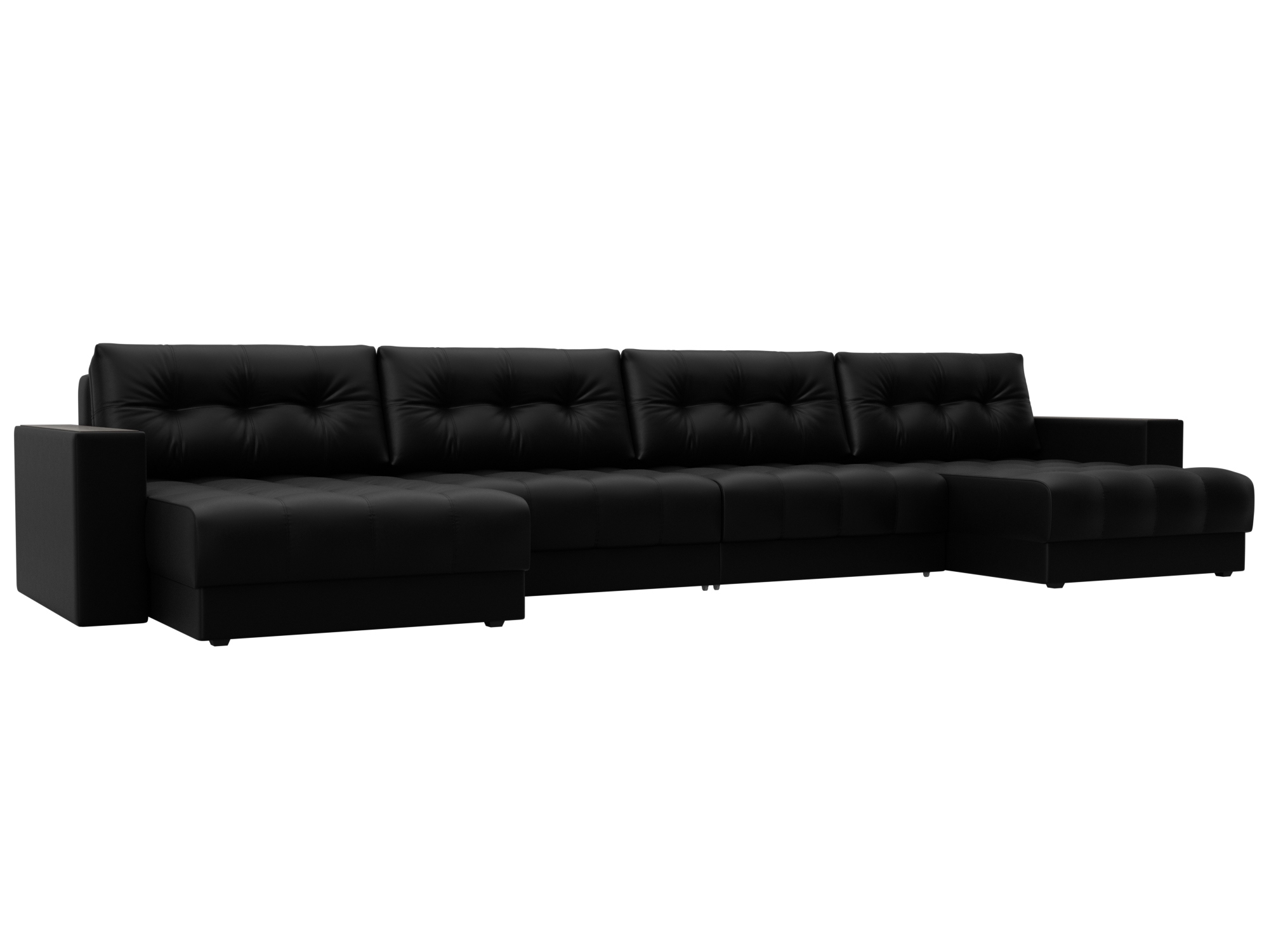 Изображение товара Диван раскладной Лига диванов 428x90x158 см эко-кожа черный п-образный