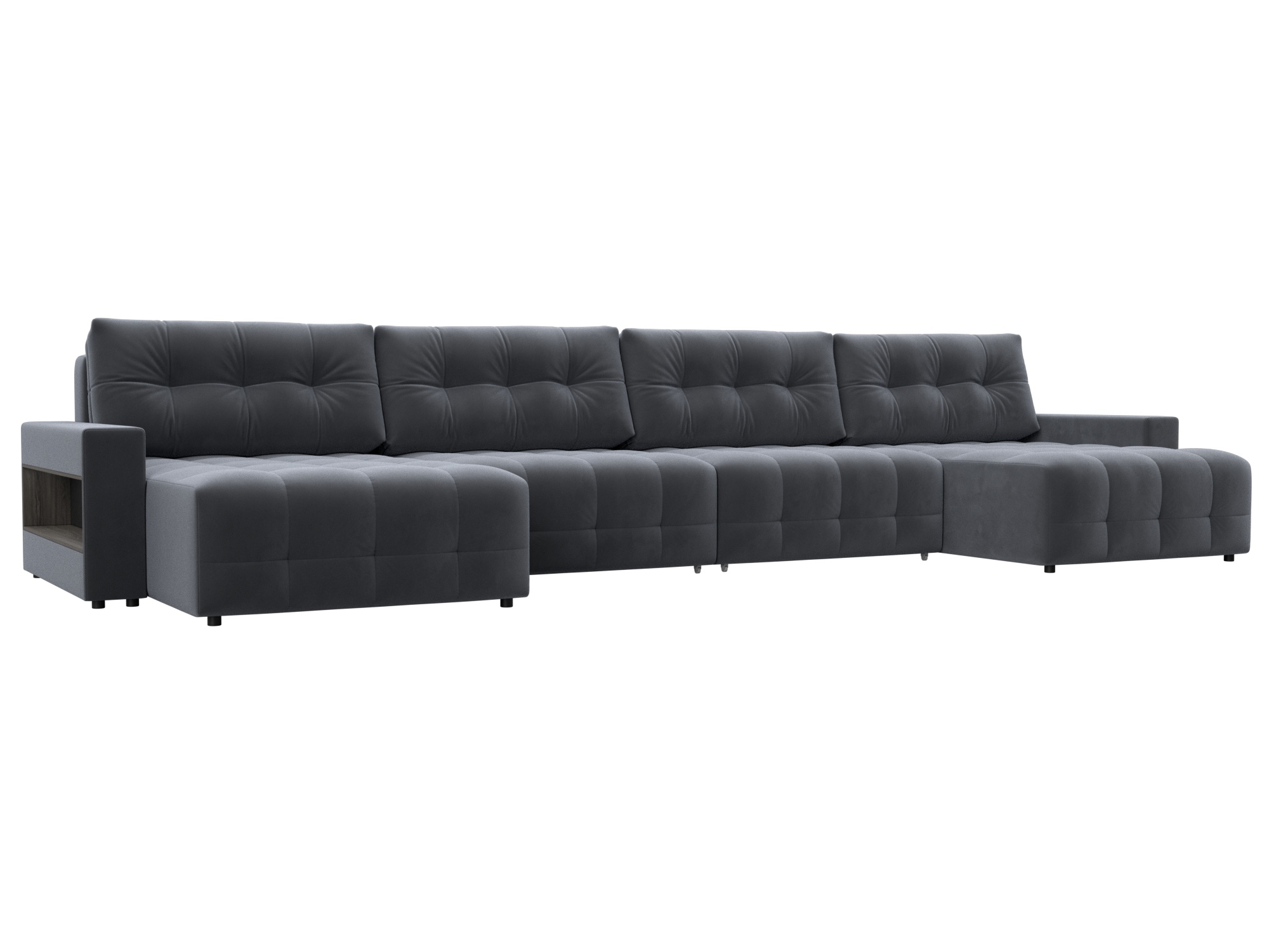 Изображение товара Диван раскладной Лига диванов 428x90x160 см велюр цвет seven 17 серый