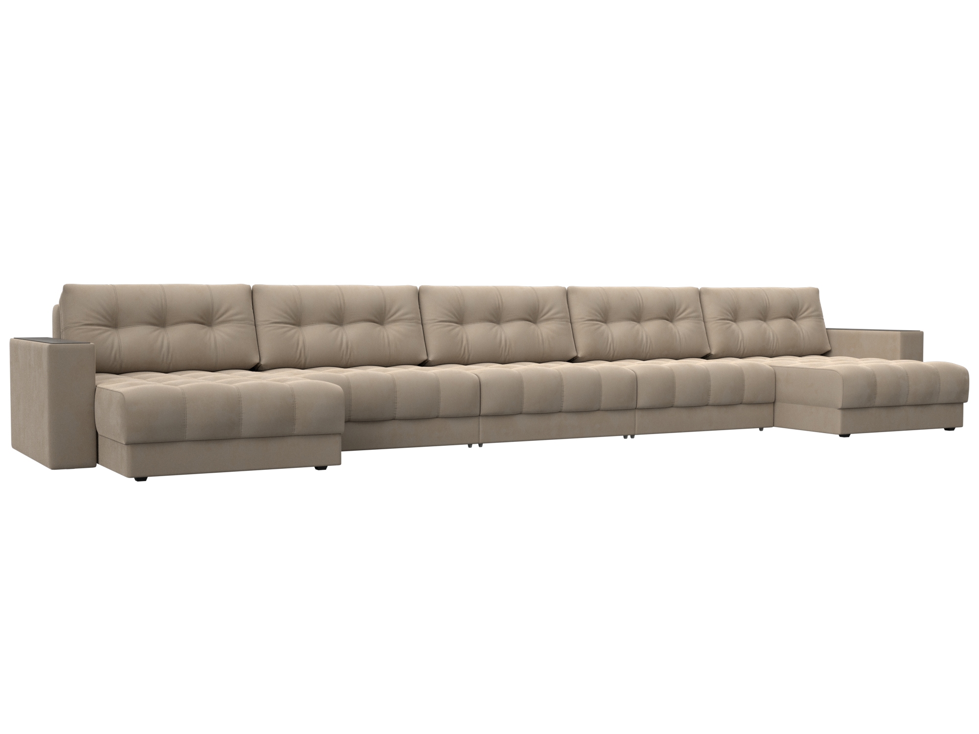 Изображение товара Диван раскладной Лига диванов 524x90x158 см велюр бежевый современный