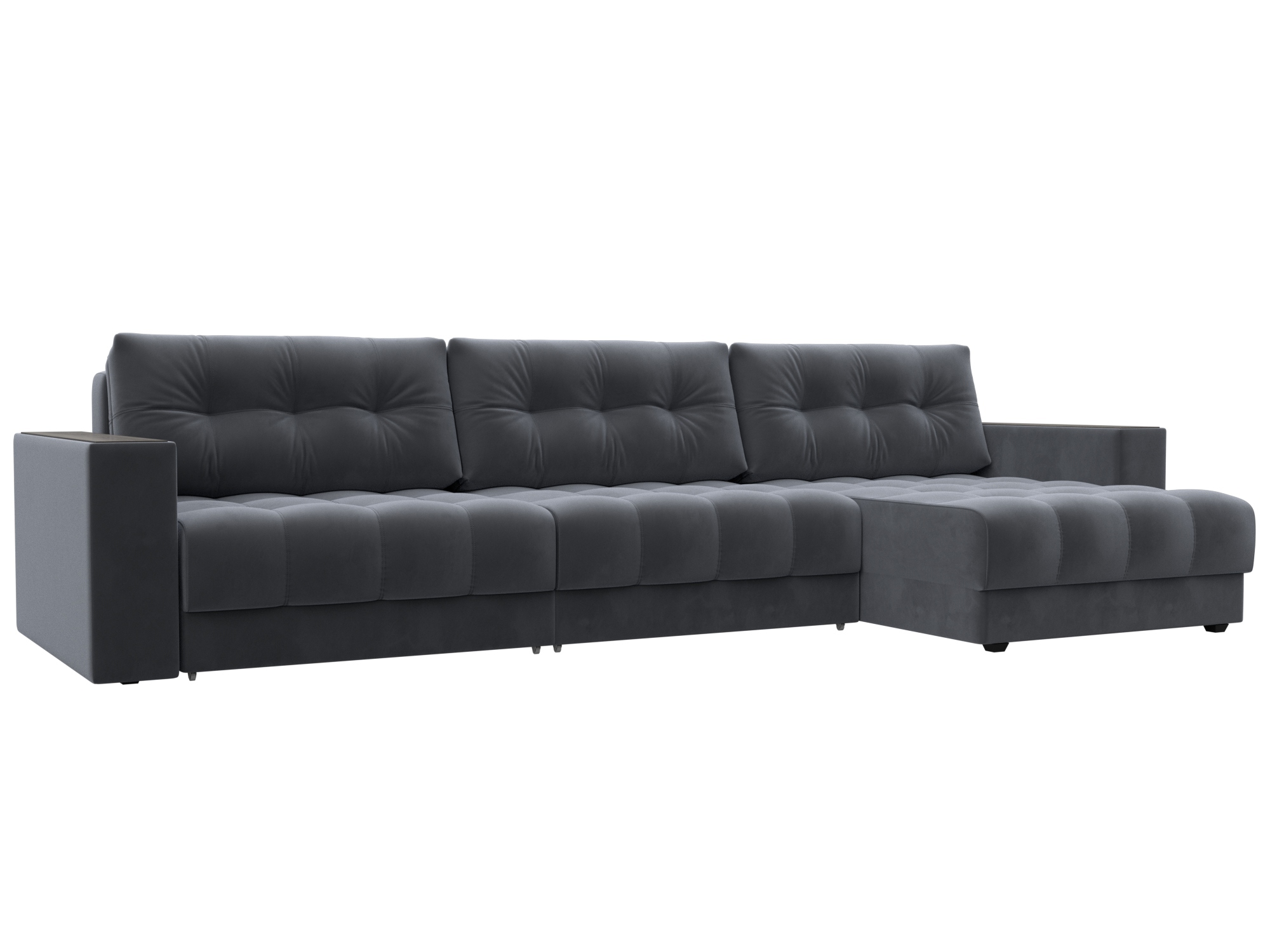 Изображение товара Диван раскладной Лига диванов 330x90x158 см велюр цвет seven 17 серый
