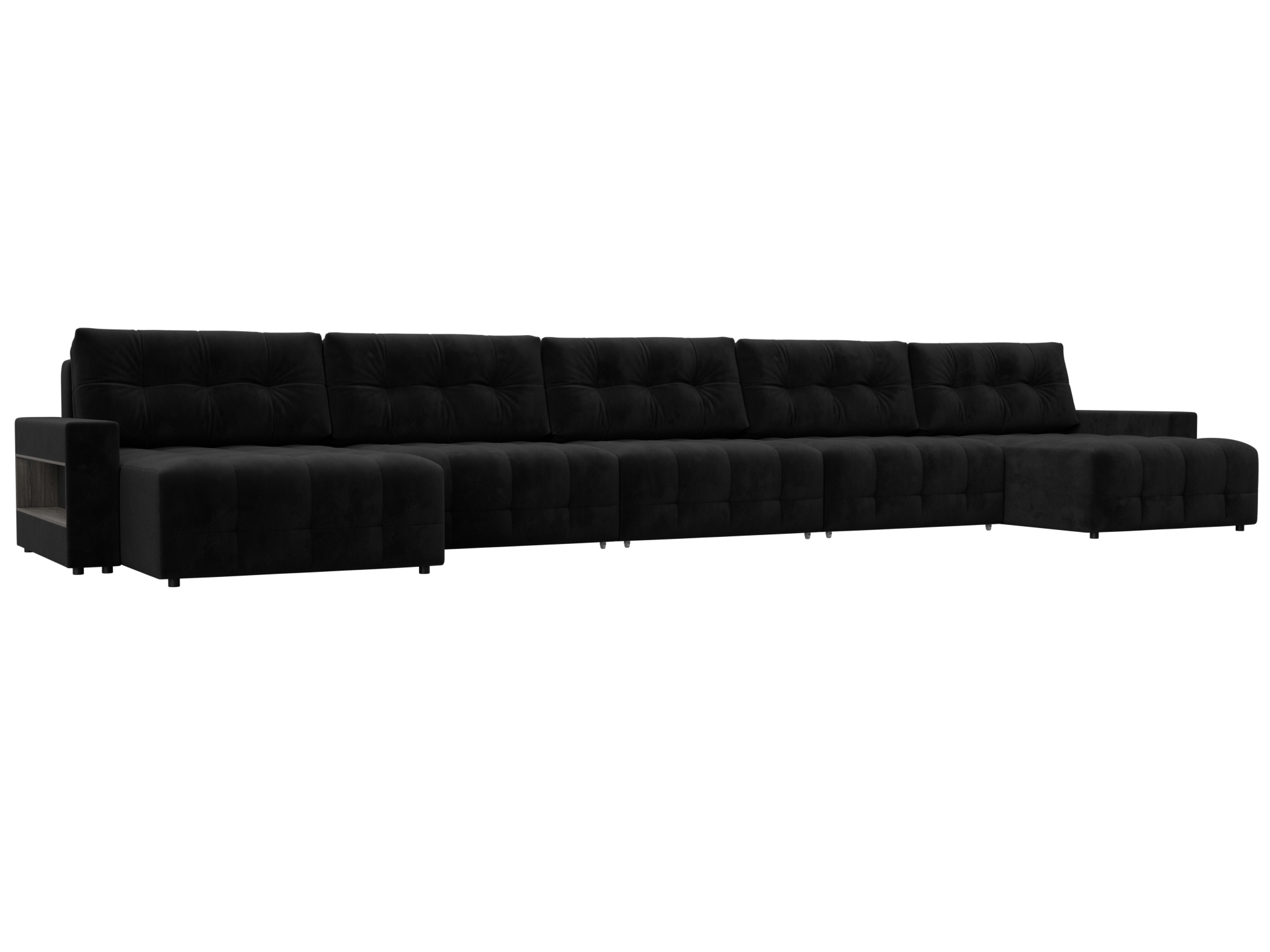 Изображение товара Диван раскладной Лига диванов 525x90x160 см велюр цвет seven 35 черный