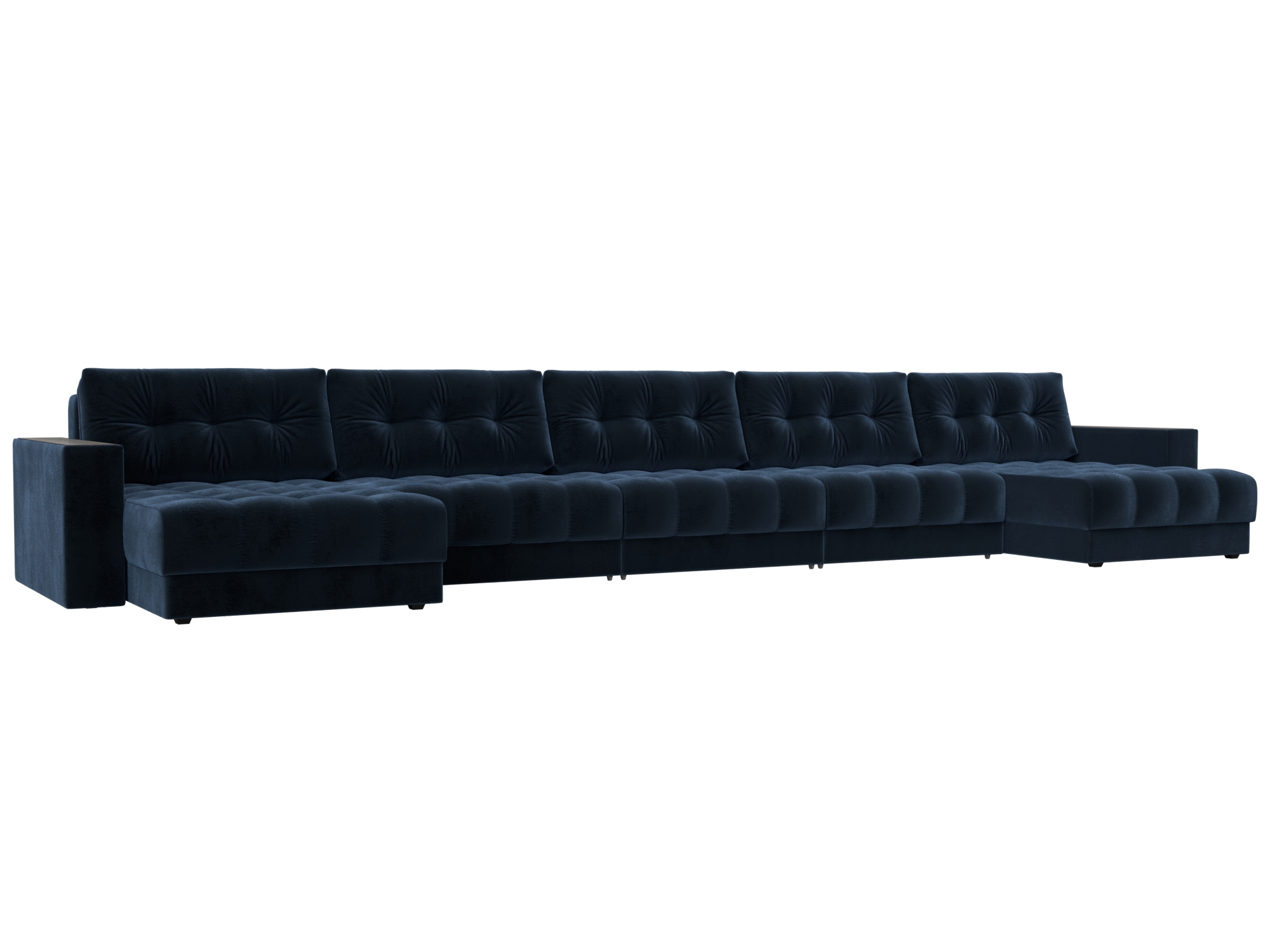 Изображение товара Диван раскладной П-образный Лига диванов 524x90x158 см велюр синий