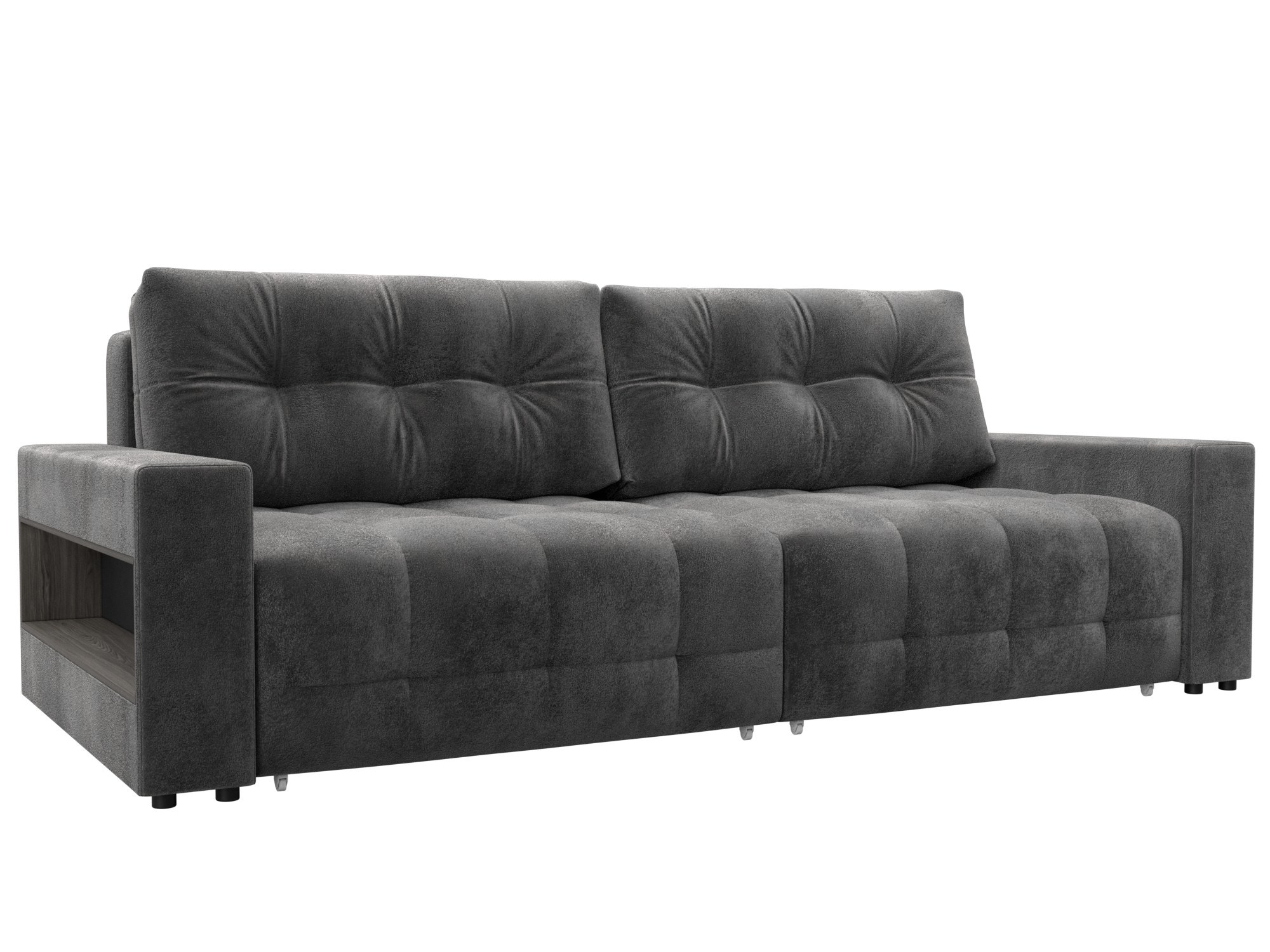 Изображение товара Диван прямой с полками Лига-053 НПБ Лига Диванов 128902_спб 234х105х90 велюр цвет tower 10 серый