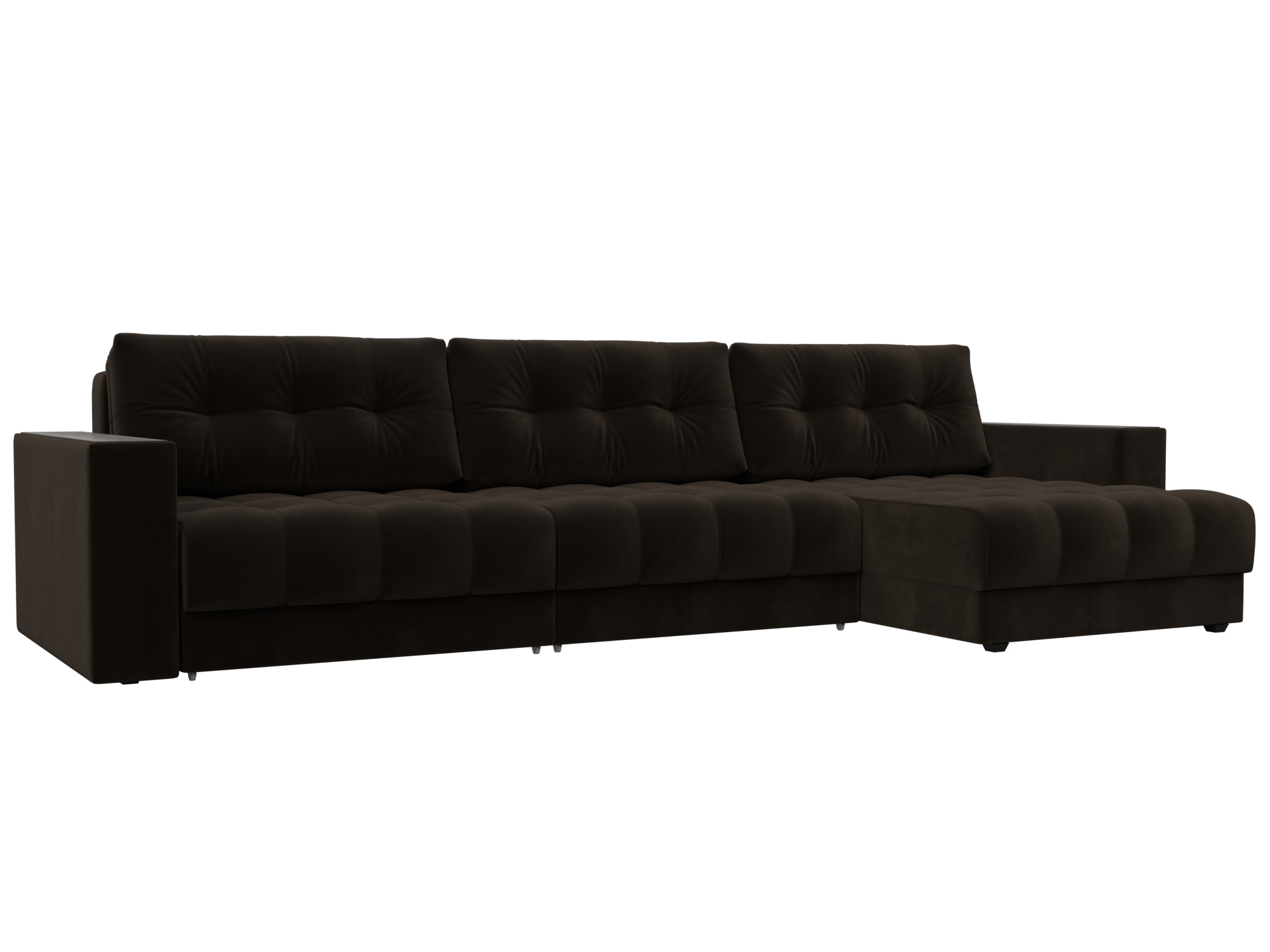 Изображение товара Диван раскладной Лига 330x90x158 см велюр коричневый современный стиль