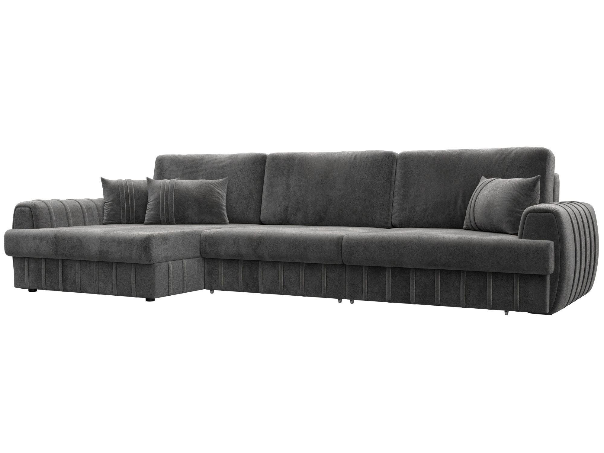 Изображение товара Диван раскладной Лига диванов 129306L_спб велюр серый 336x92x162 см