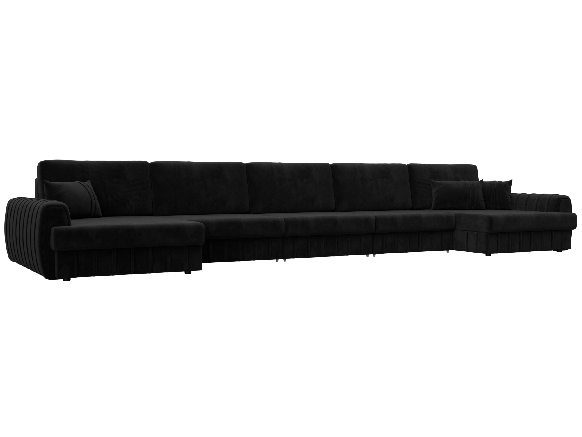 Изображение товара Диван раскладной Лига диванов 129360_спб 530x92x162 см велюр цвет seven 35 черный