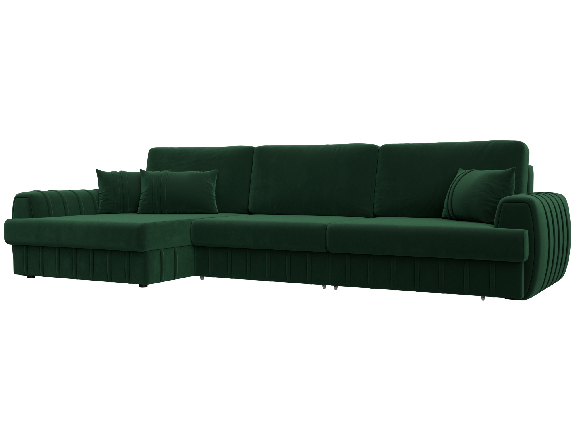 Изображение товара Диван раскладной Лига диванов 129299L_спб велюр зеленый 336x92x162 см