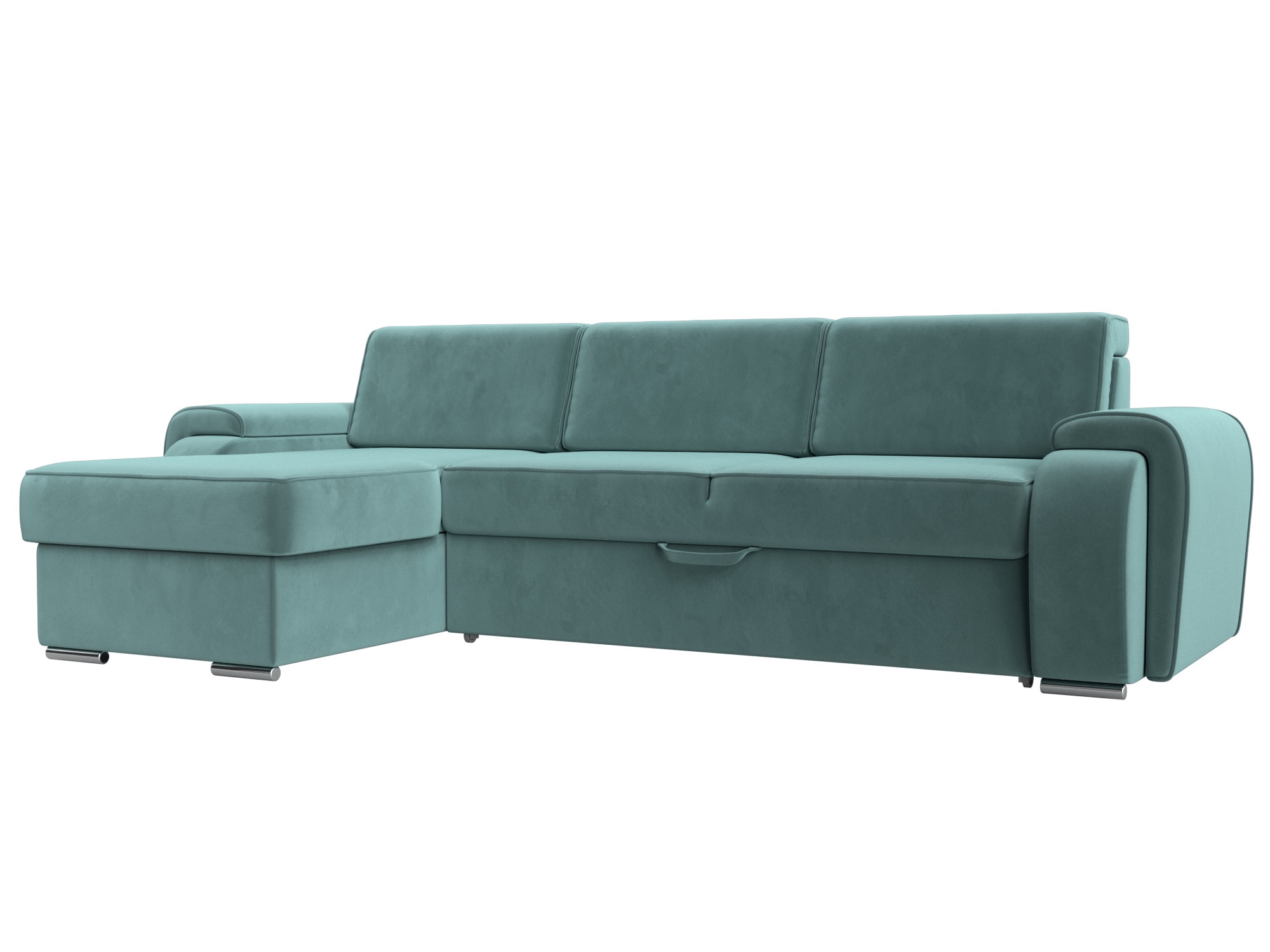 Изображение товара Диван раскладной Лига диванов 119235L_спб 268x88x160 см велюр цвет бирюзовый