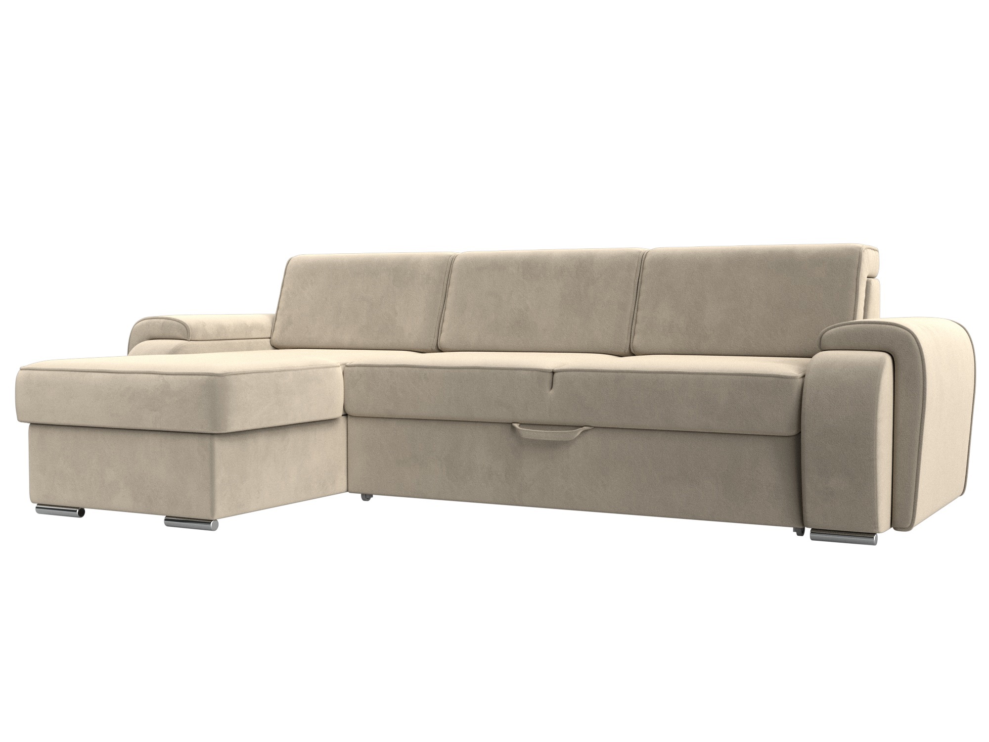 Изображение товара Диван раскладной Лига диванов 119242L вельвет бежевый угловой современный